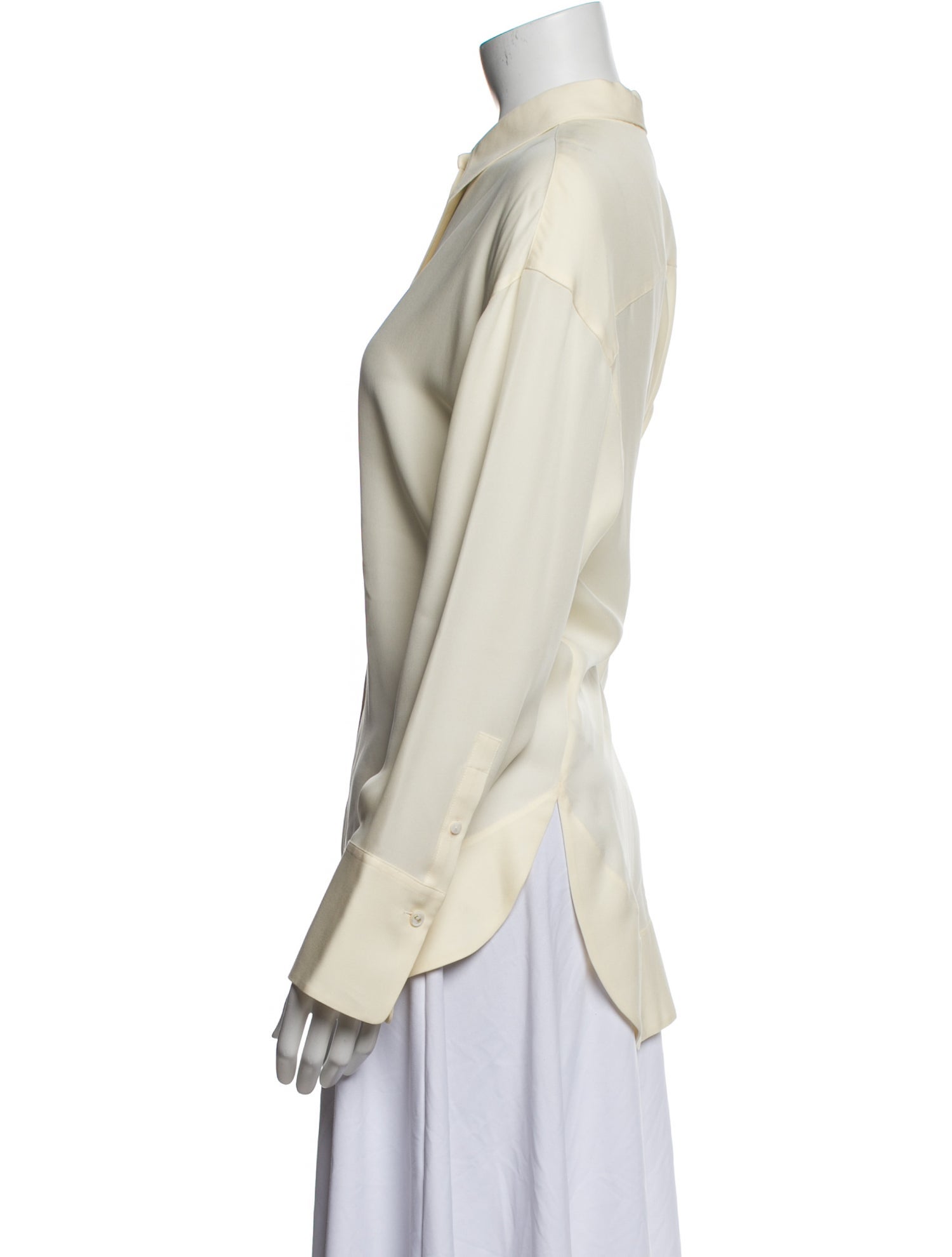 ME+EM Silk Long Sleeve Button-Up Top