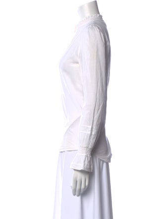 ME+EM Mock Neck Long Sleeve Button-Up Top