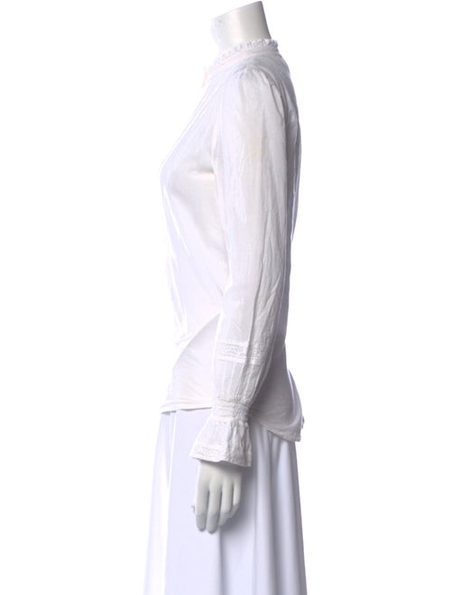 ME+EM Mock Neck Long Sleeve Button-Up Top