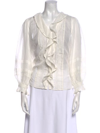 ME+EM V-Neck Three-Quarter Sleeve Blouse