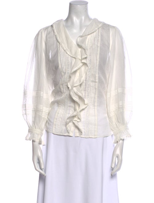 ME+EM V-Neck Three-Quarter Sleeve Blouse