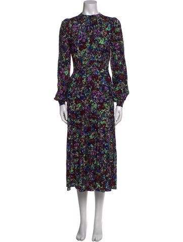 Pre-owned Me+em Floral Print Midi Length Dress In Multi