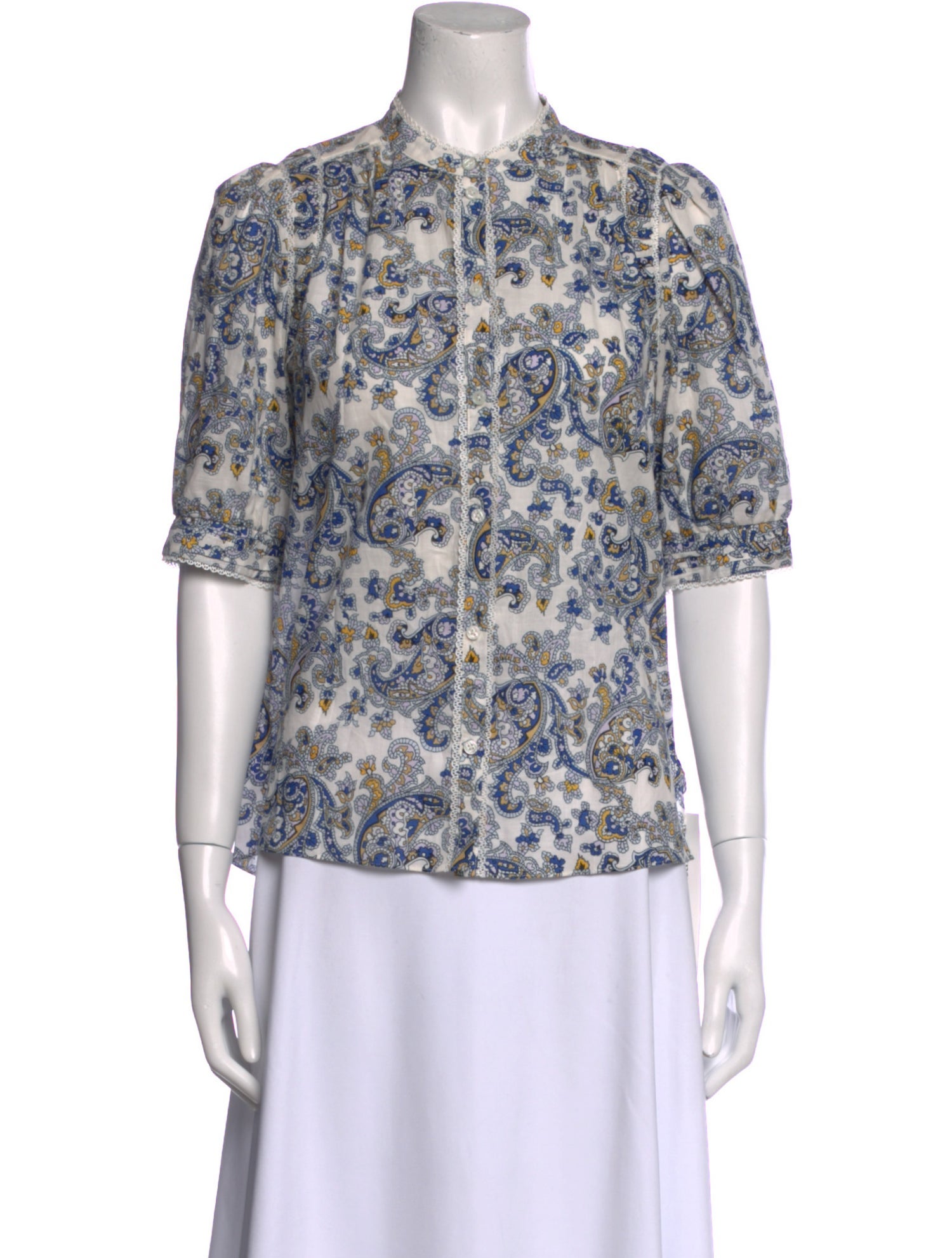 ME+EM Printed Crew Neck Blouse w/ Tags