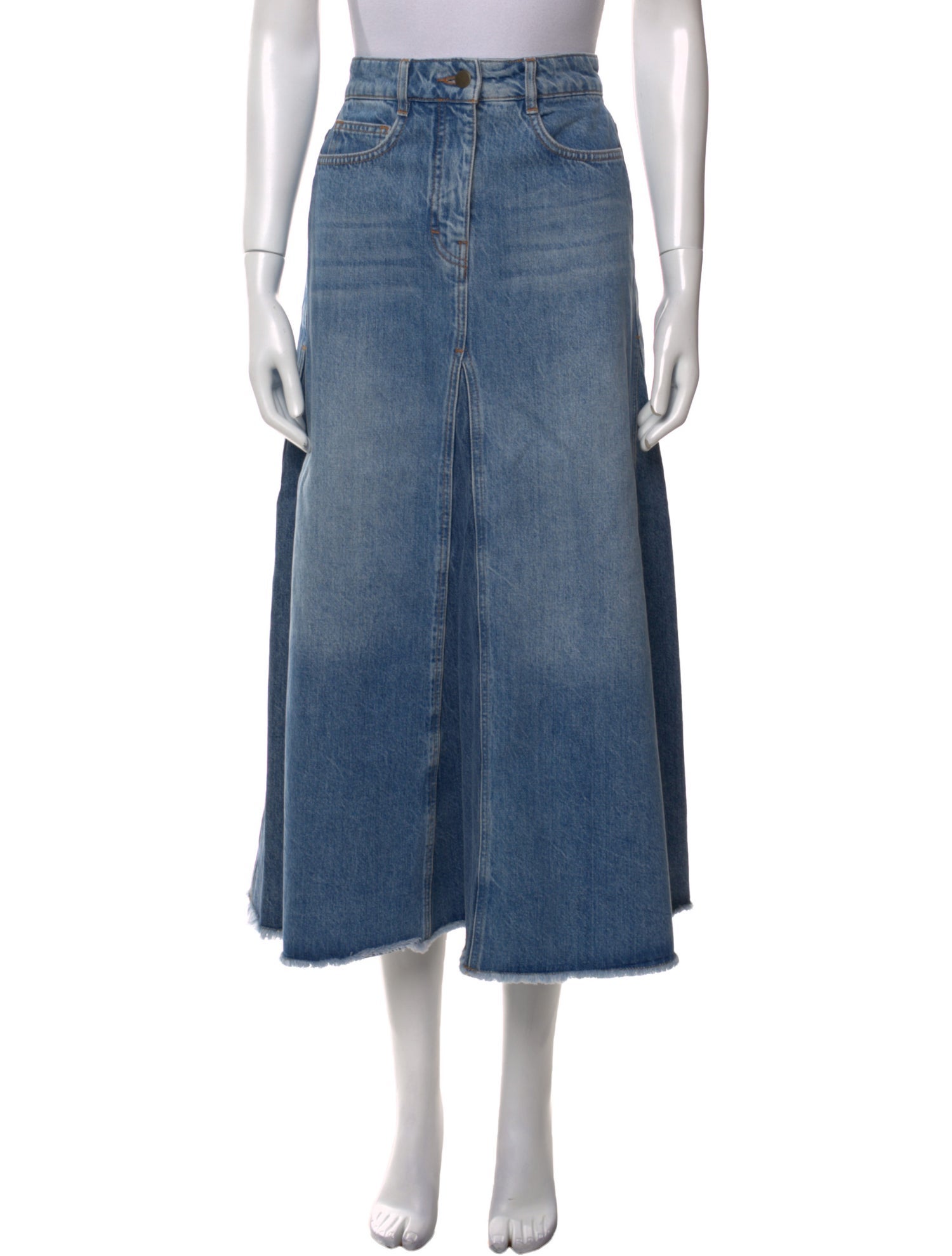 ME+EM Raw-Edge Trim Midi Length Skirt