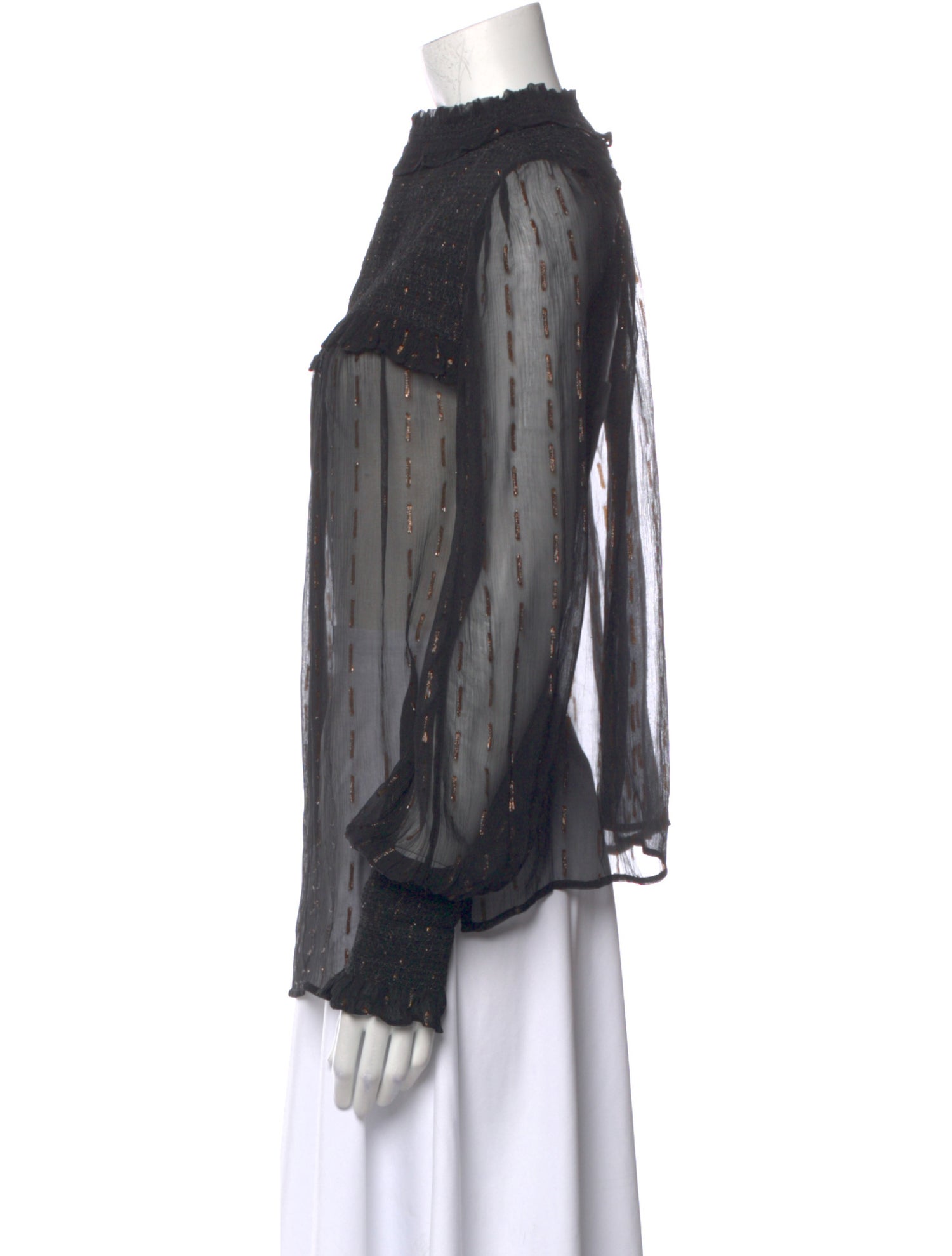 ME+EM Mock Neck Long Sleeve Blouse