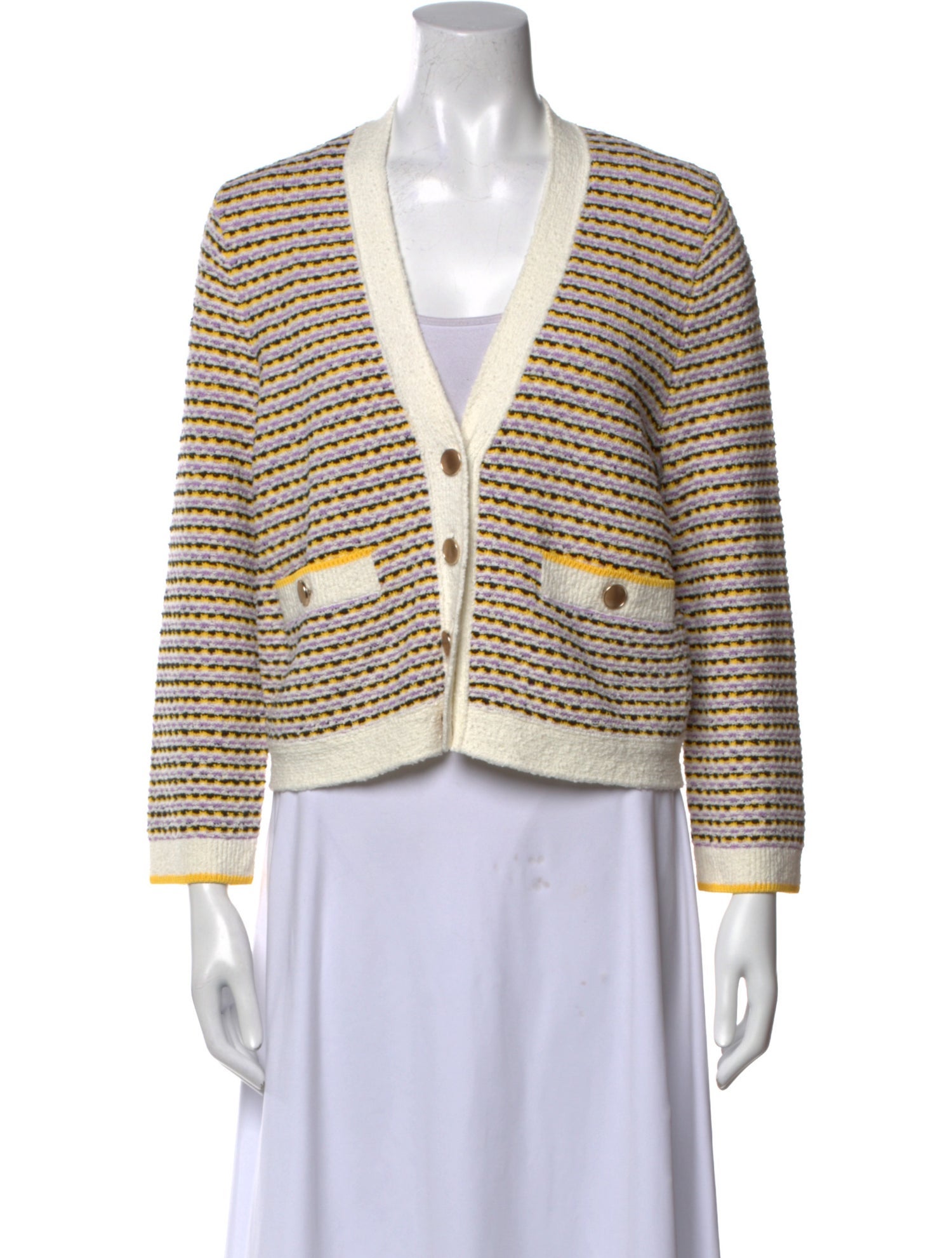 ME+EM Striped V-Neck Sweater