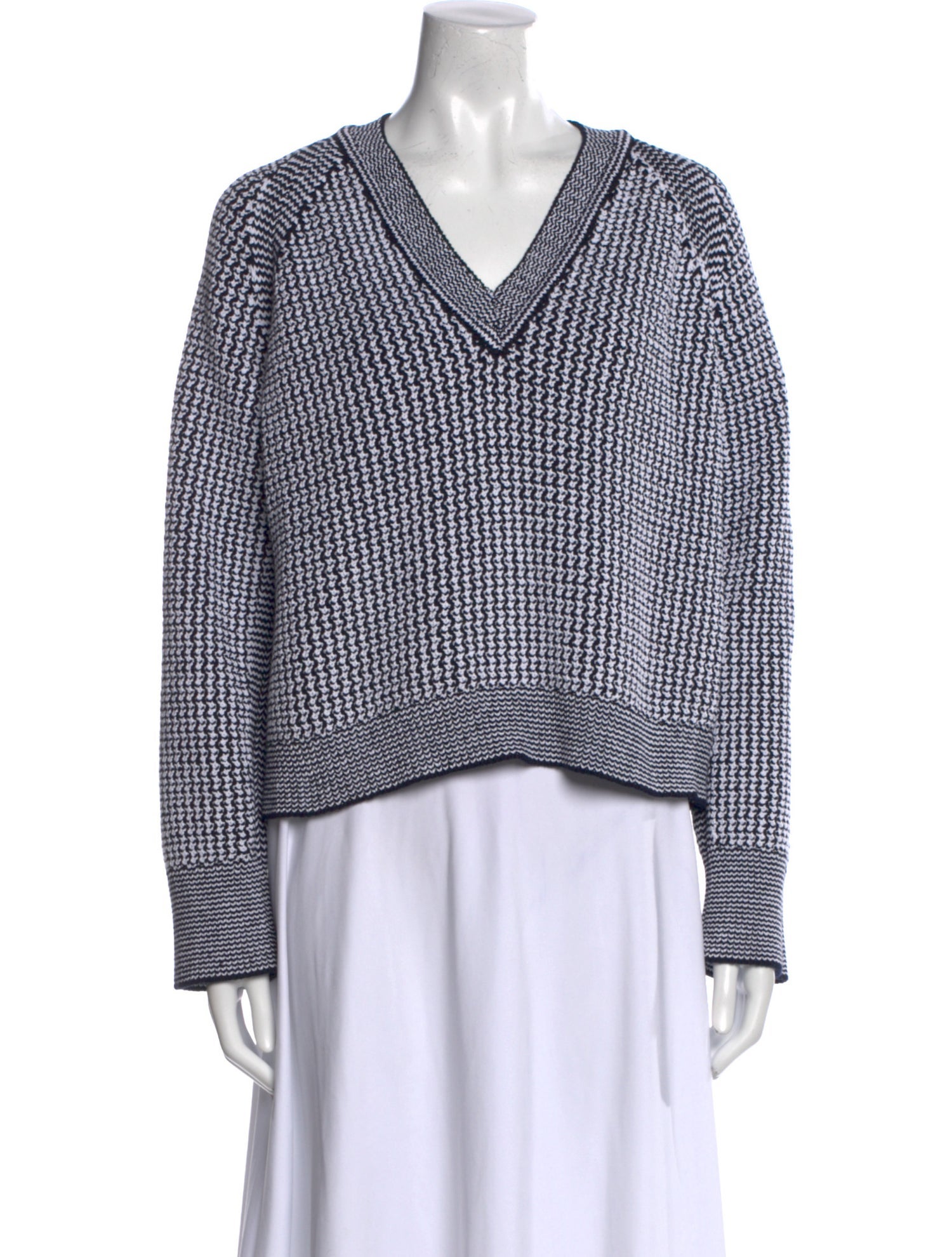 ME+EM Printed V-Neck Sweater