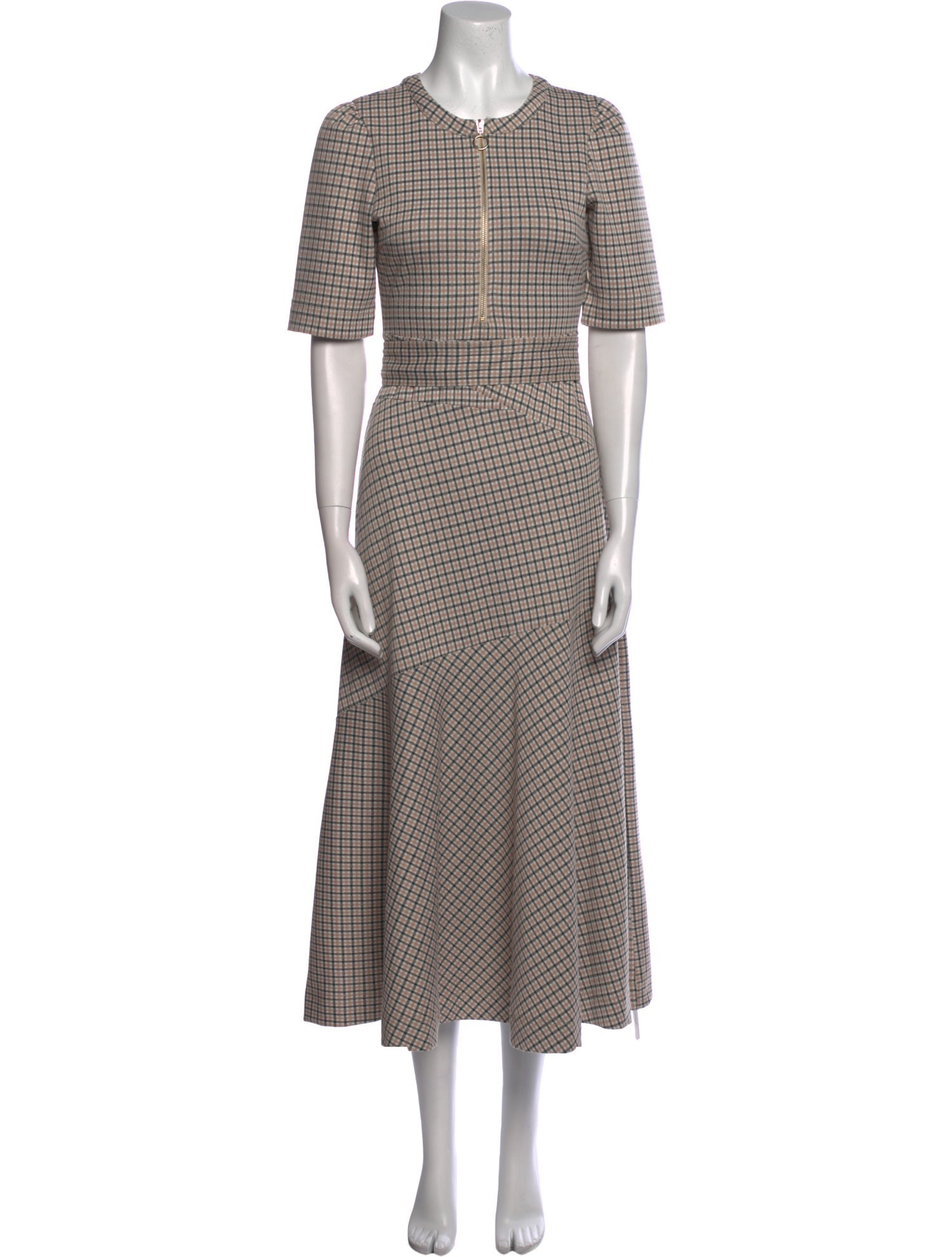 ME+EM Plaid Print Long Dress