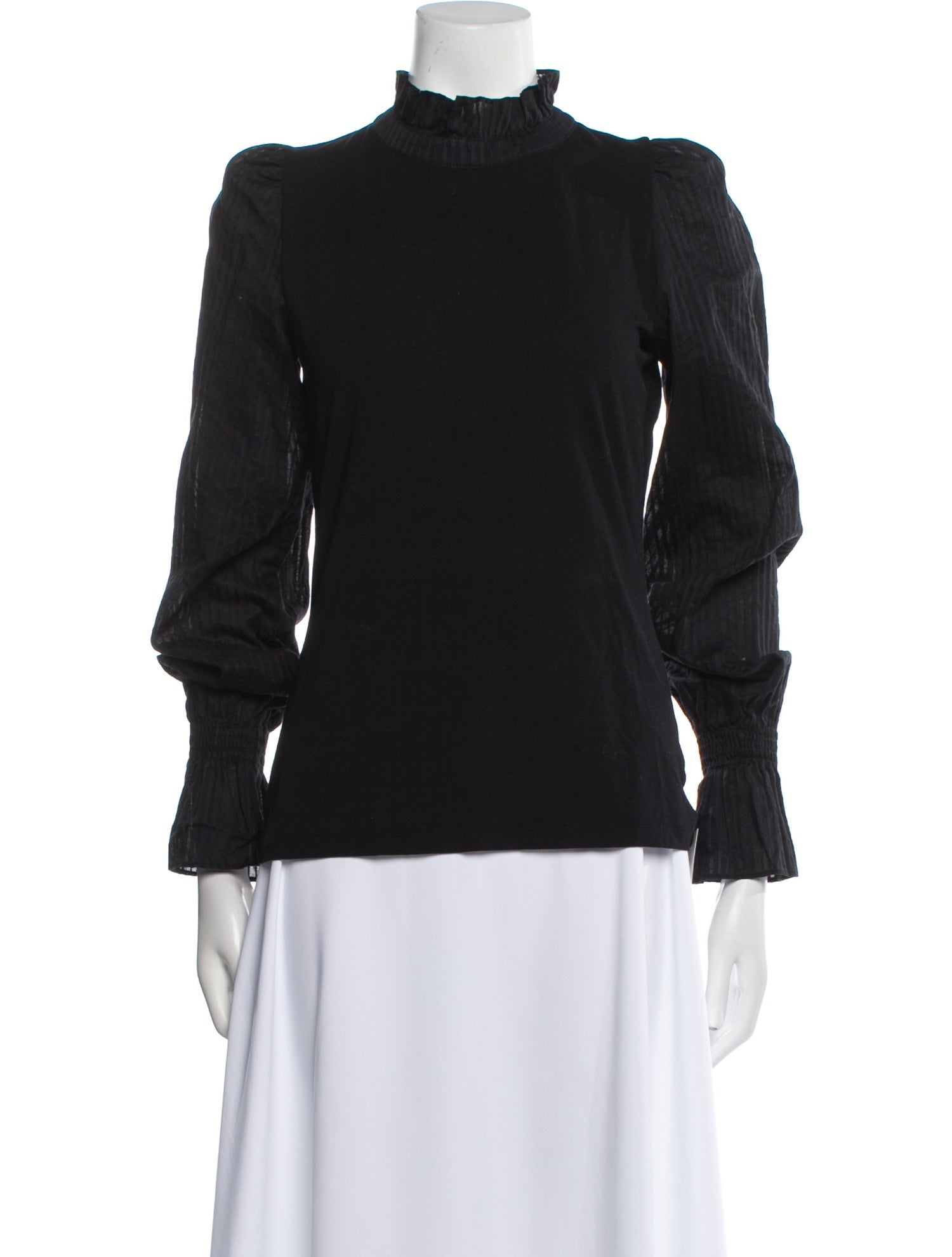 ME+EM Mock Neck Three-Quarter Sleeve Sweatshirt