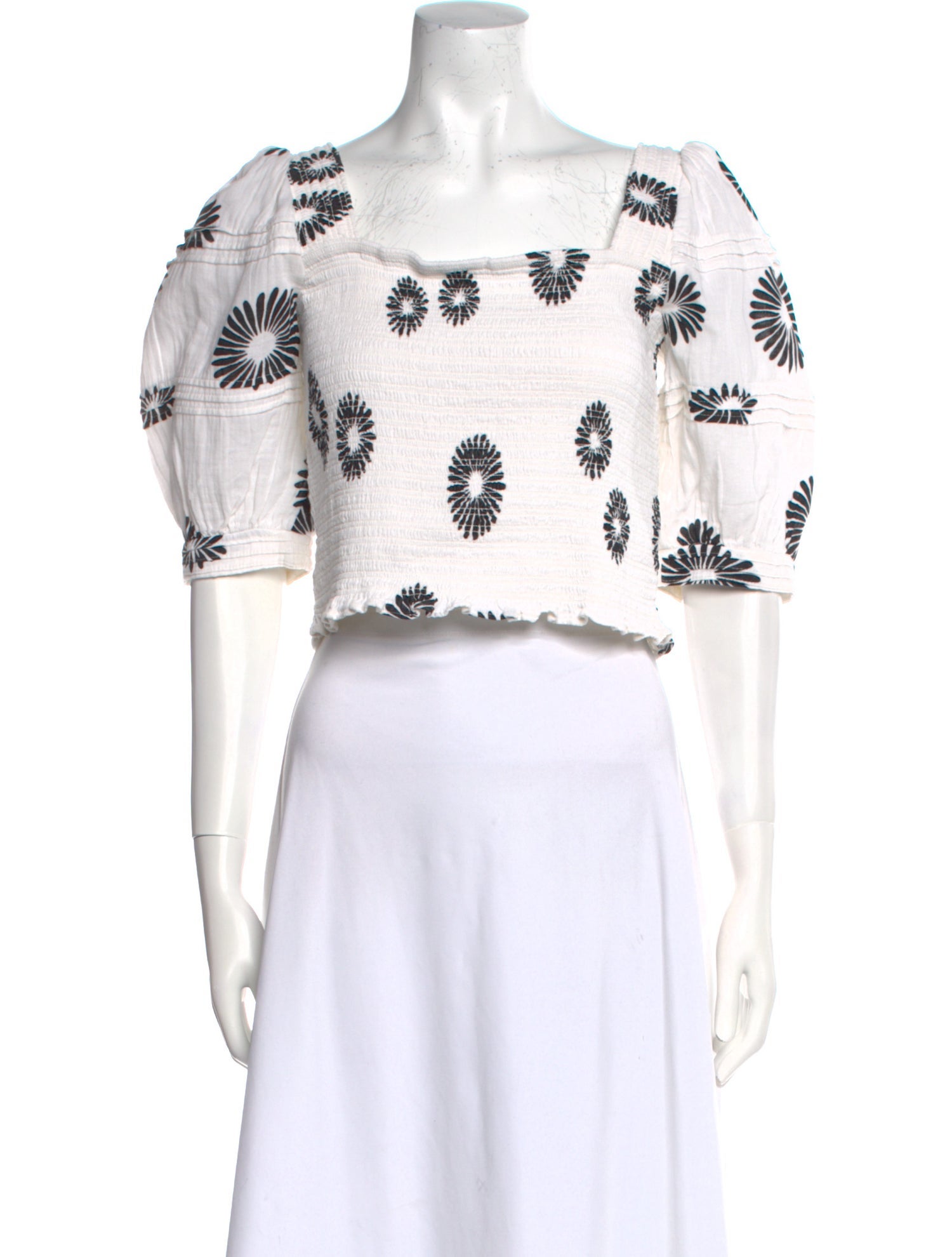 ME+EM Floral Print Square Neckline Crop Top