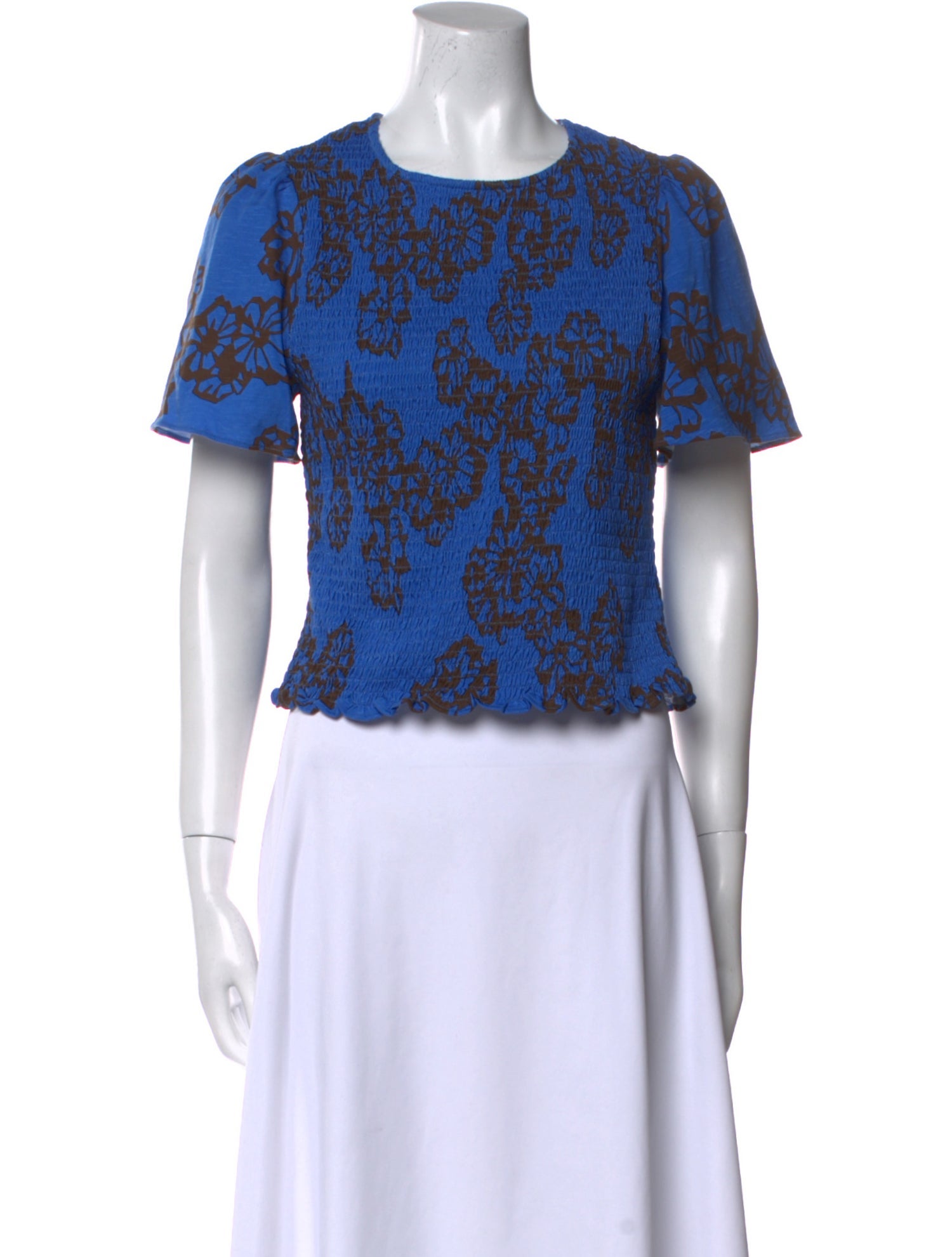 ME+EM Floral Print Crew Neck Crop Top w/ Tags