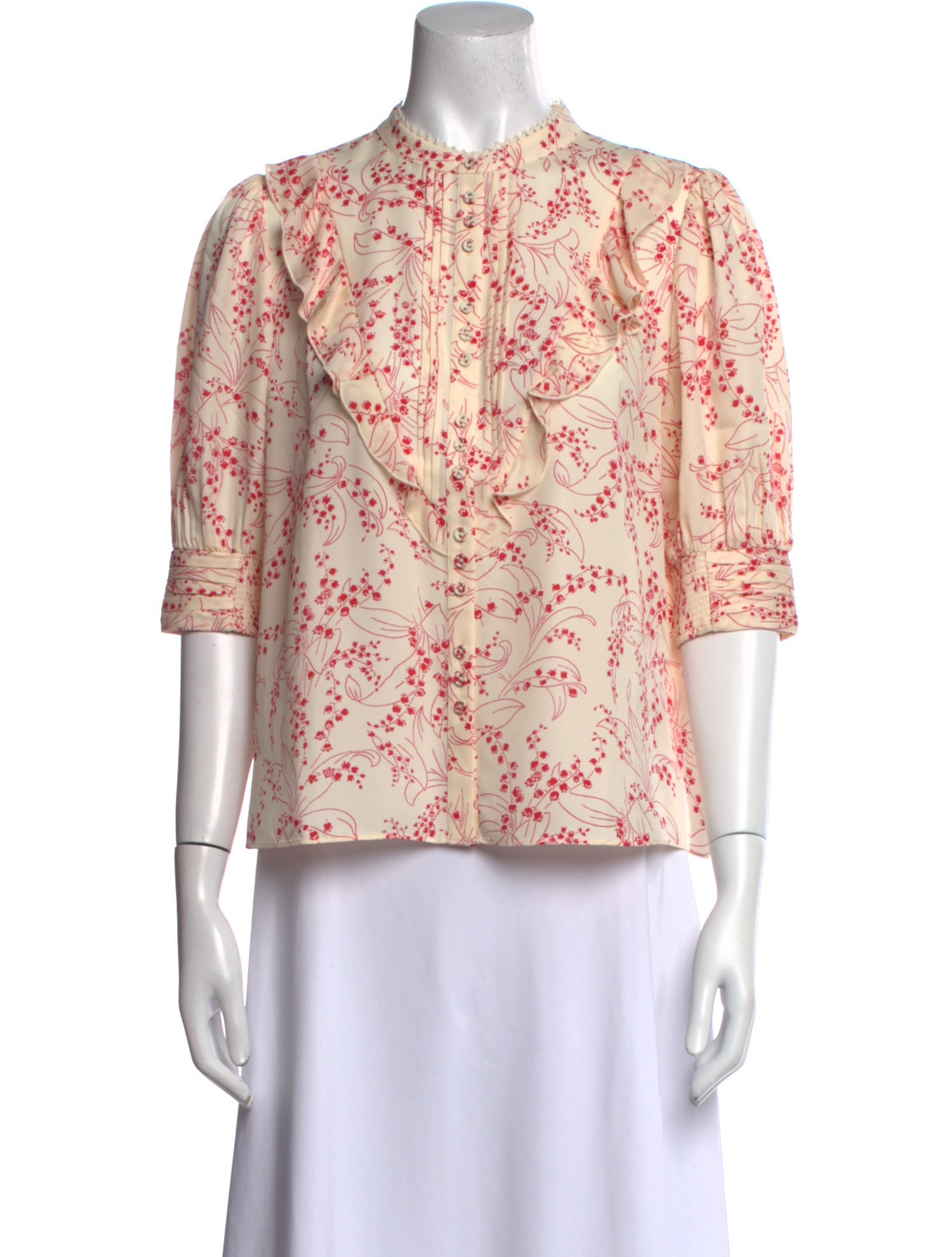 ME+EM Silk Floral Print Blouse