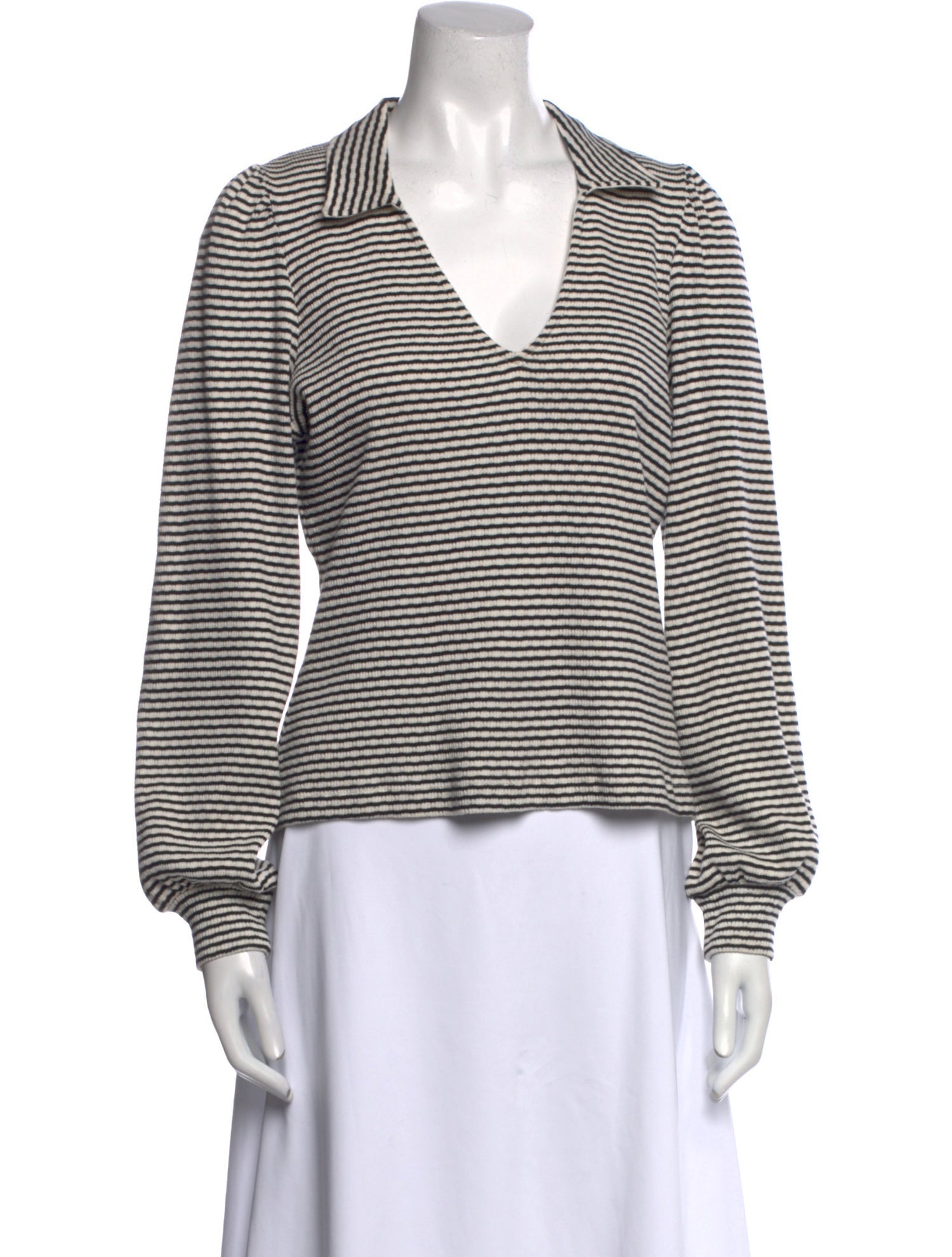 ME+EM Striped V-Neck Top