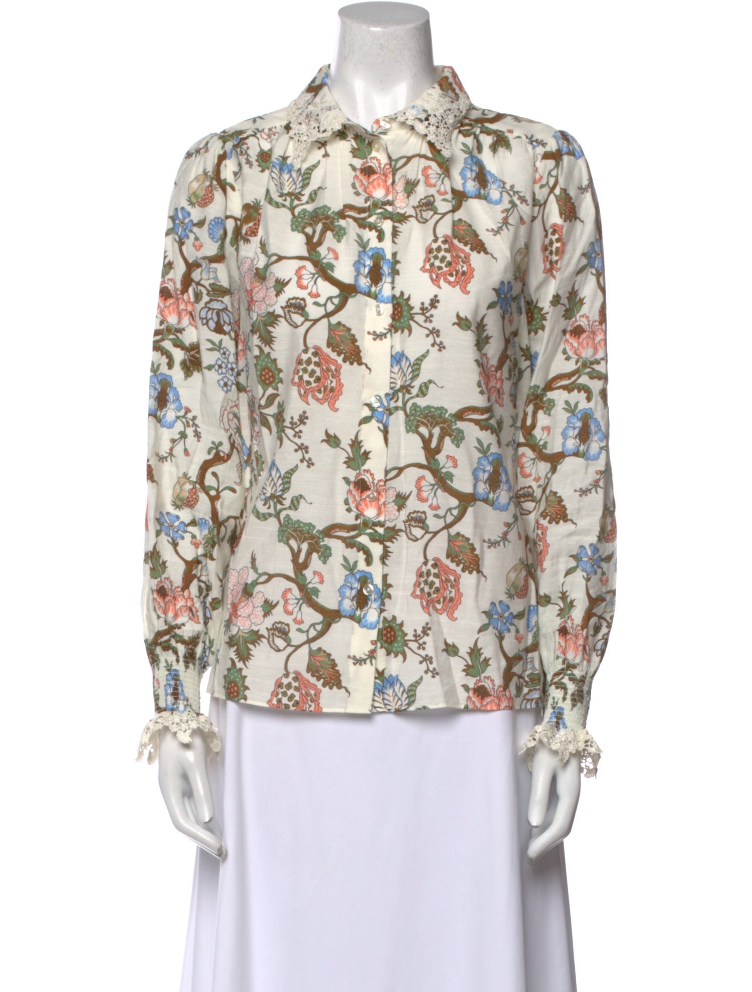 ME+EM Floral Print Long Sleeve Blouse