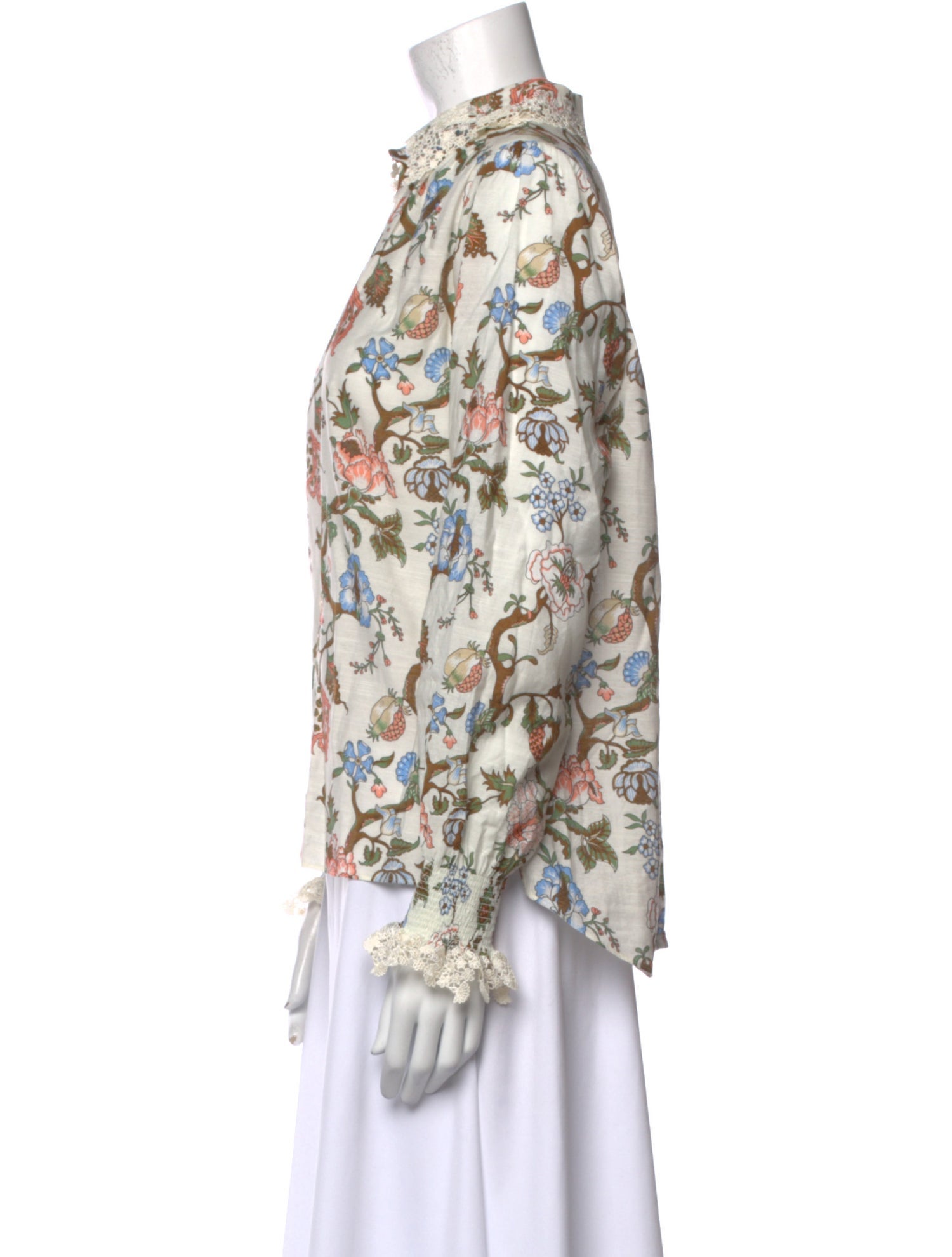 ME+EM Floral Print Long Sleeve Blouse