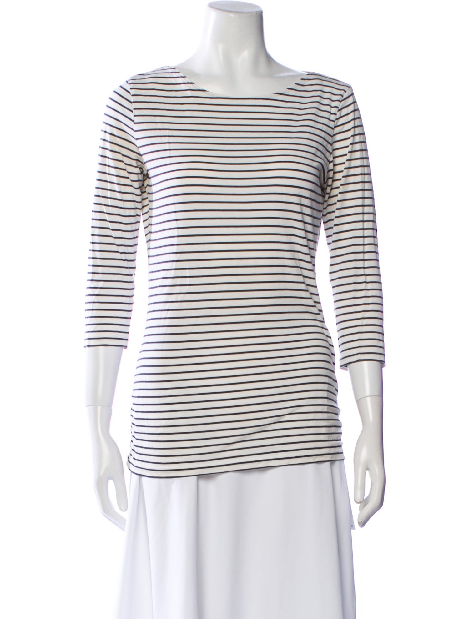 ME+EM Striped Bateau Neckline T-Shirt