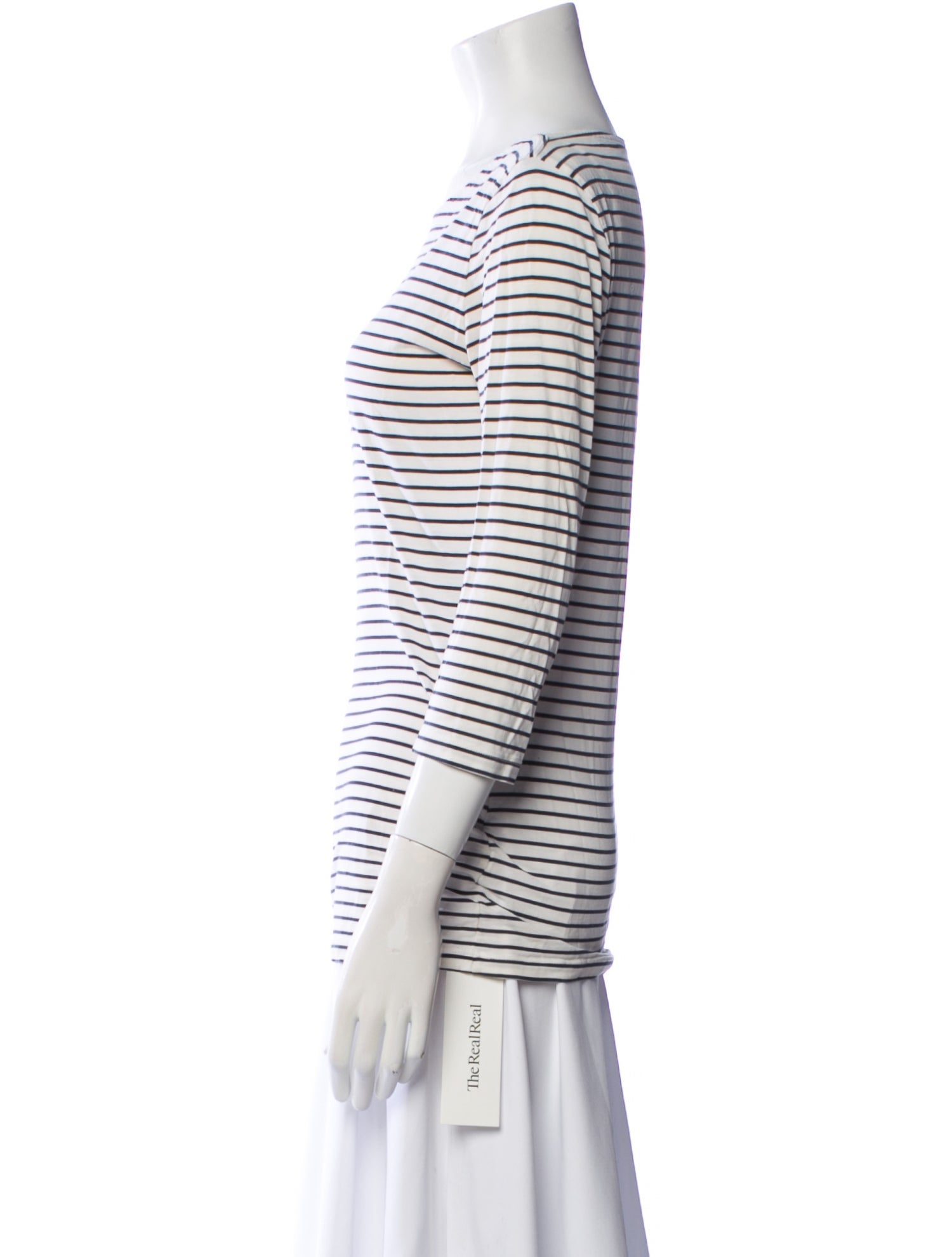 ME+EM Striped Bateau Neckline T-Shirt