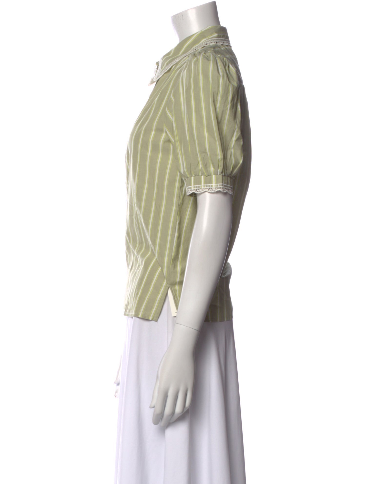 ME+EM Striped Short Sleeve Button-Up Top