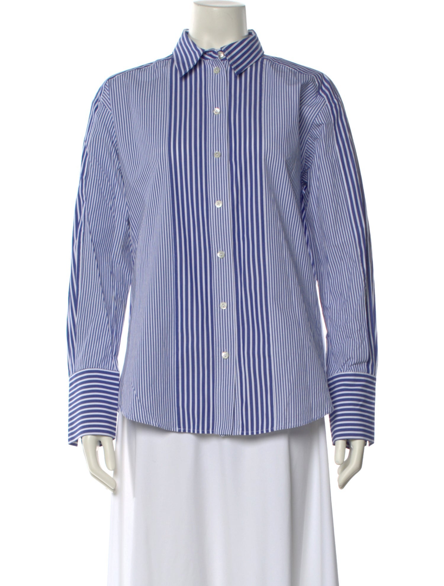 ME+EM Striped Long Sleeve Button-Up Top w/ Tags