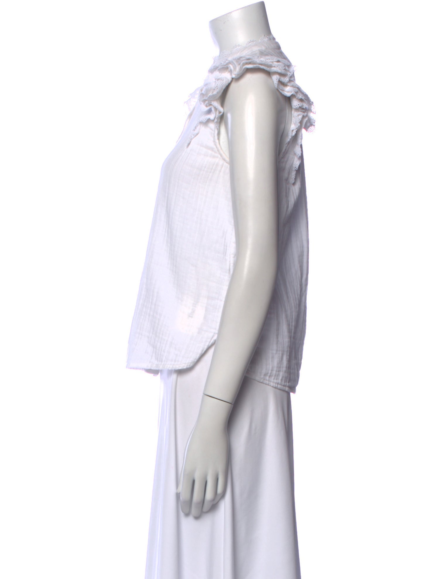 ME+EM Mock Neck Sleeveless Button-Up Top