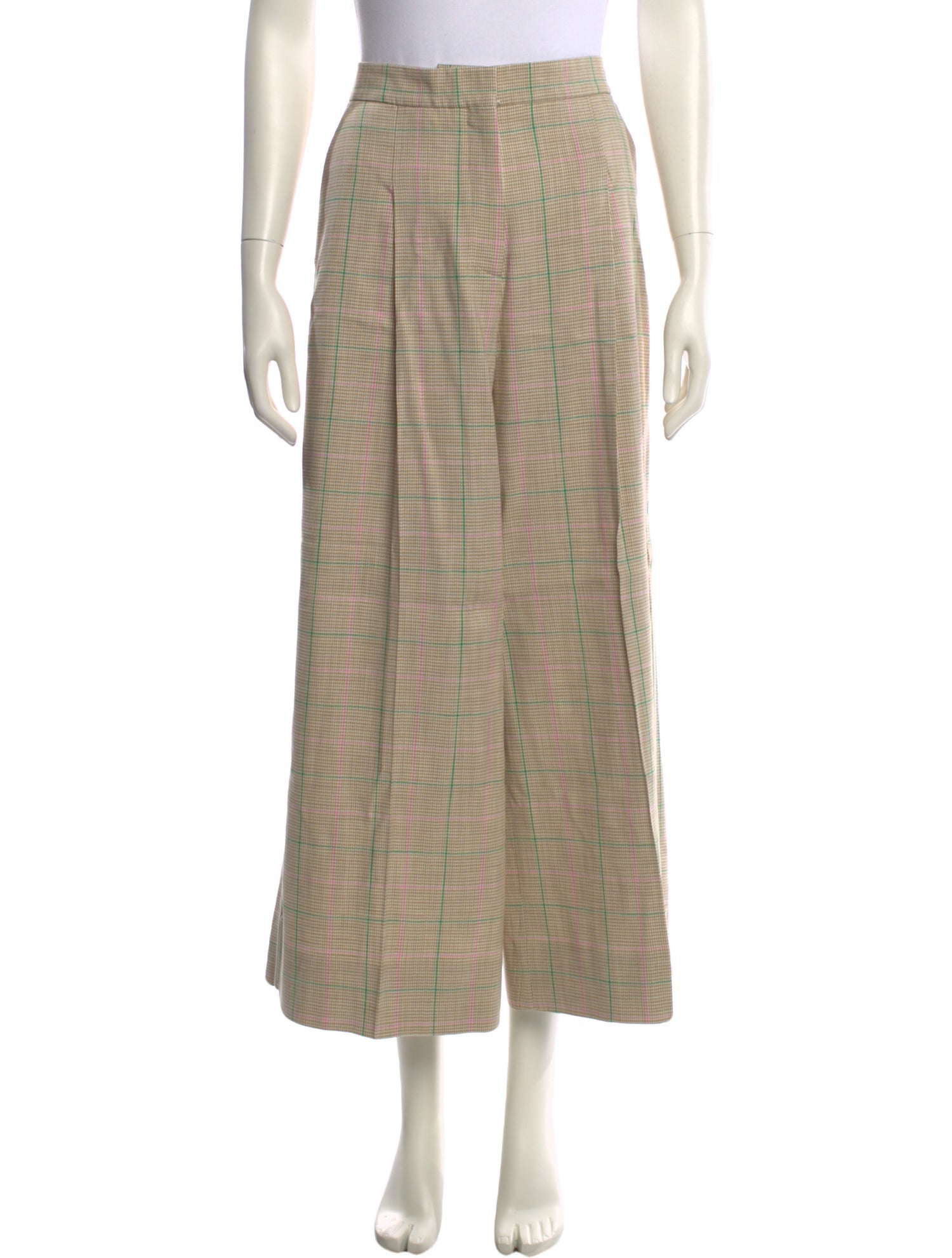 ME+EM Plaid Print Wide Leg Pants