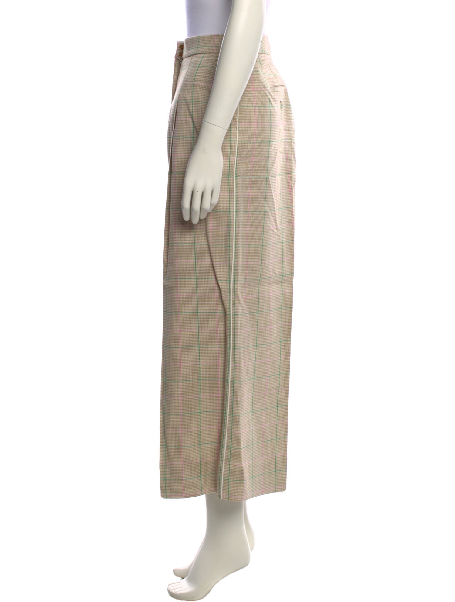 ME+EM Plaid Print Wide Leg Pants