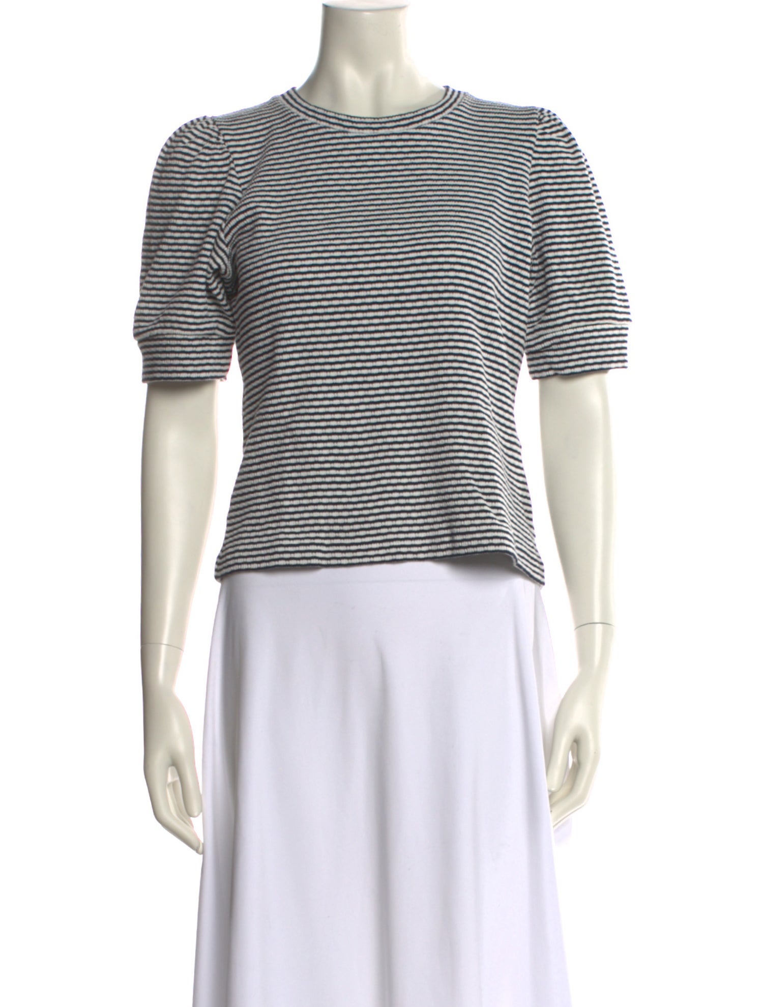 ME+EM Striped Crew Neck Crop Top