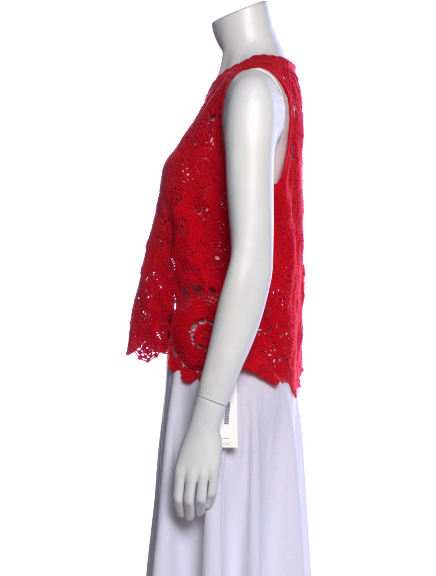 ME+EM Lace Pattern Scoop Neck Crop Top