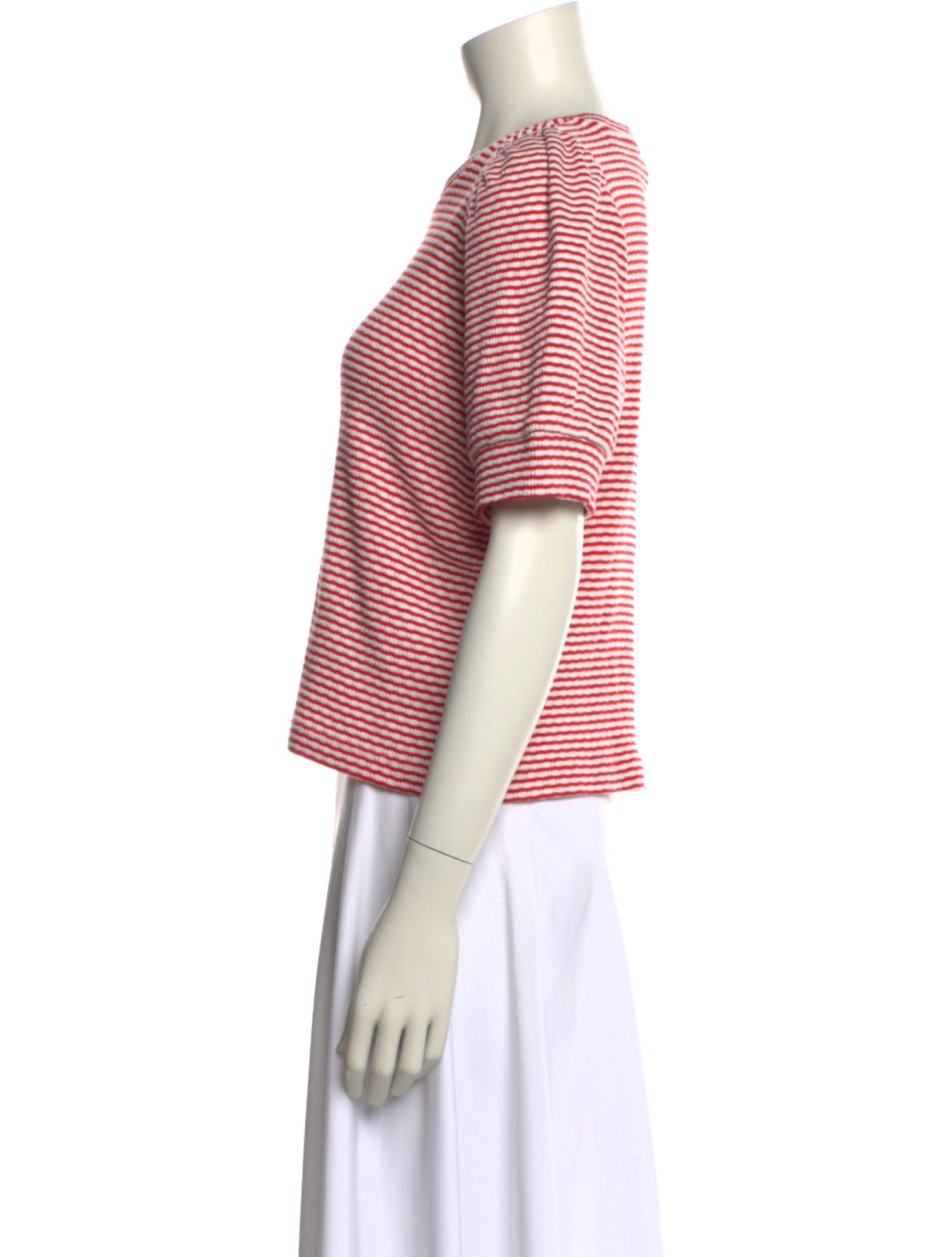 ME+EM Striped Crew Neck Crop Top