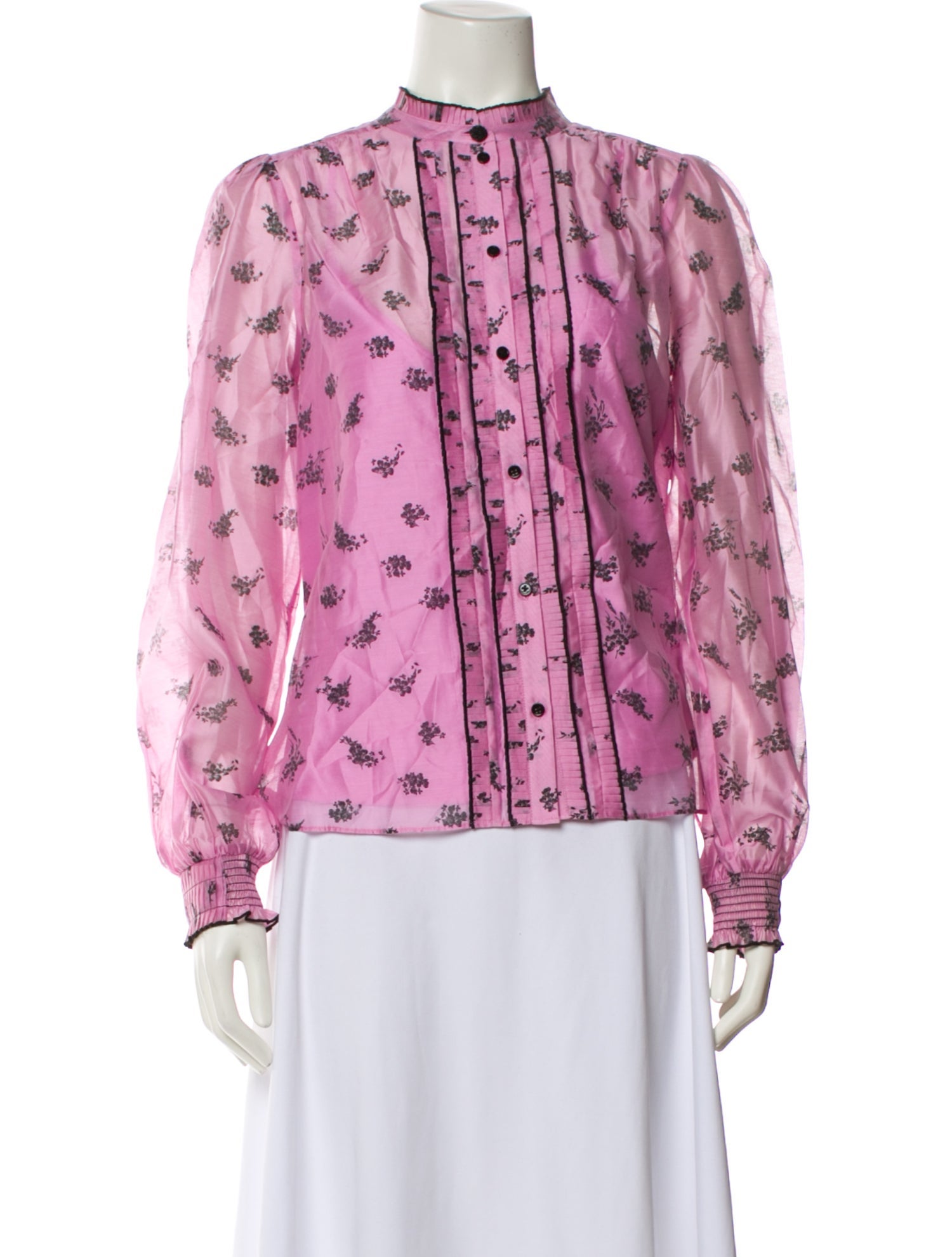 ME+EM Printed Mock Neck Blouse