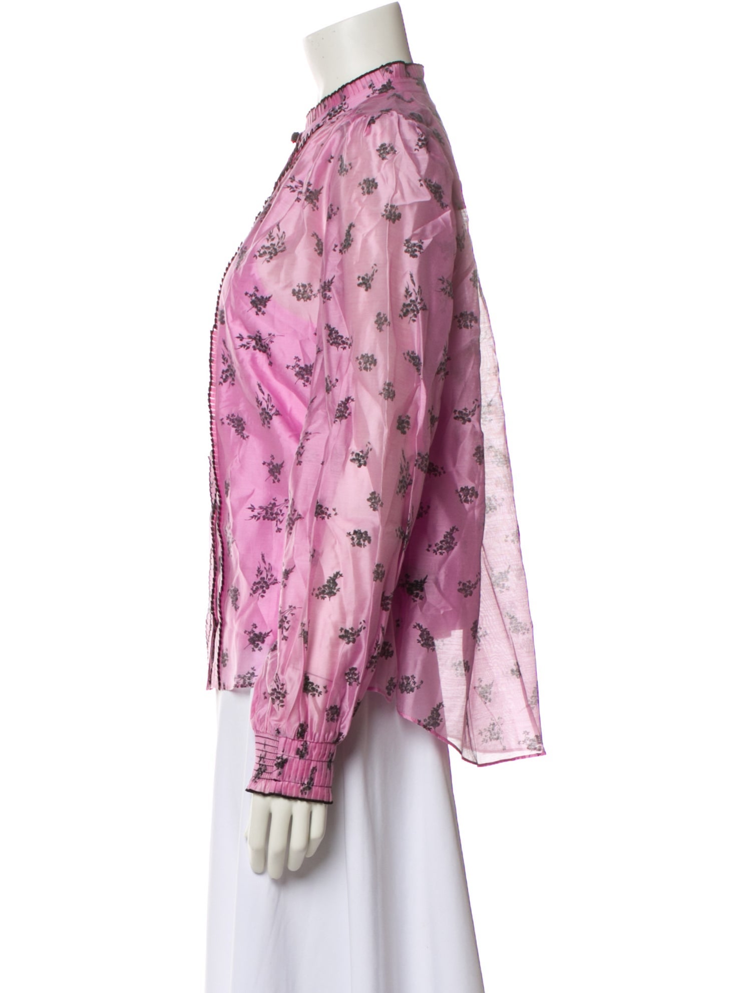 ME+EM Printed Mock Neck Blouse