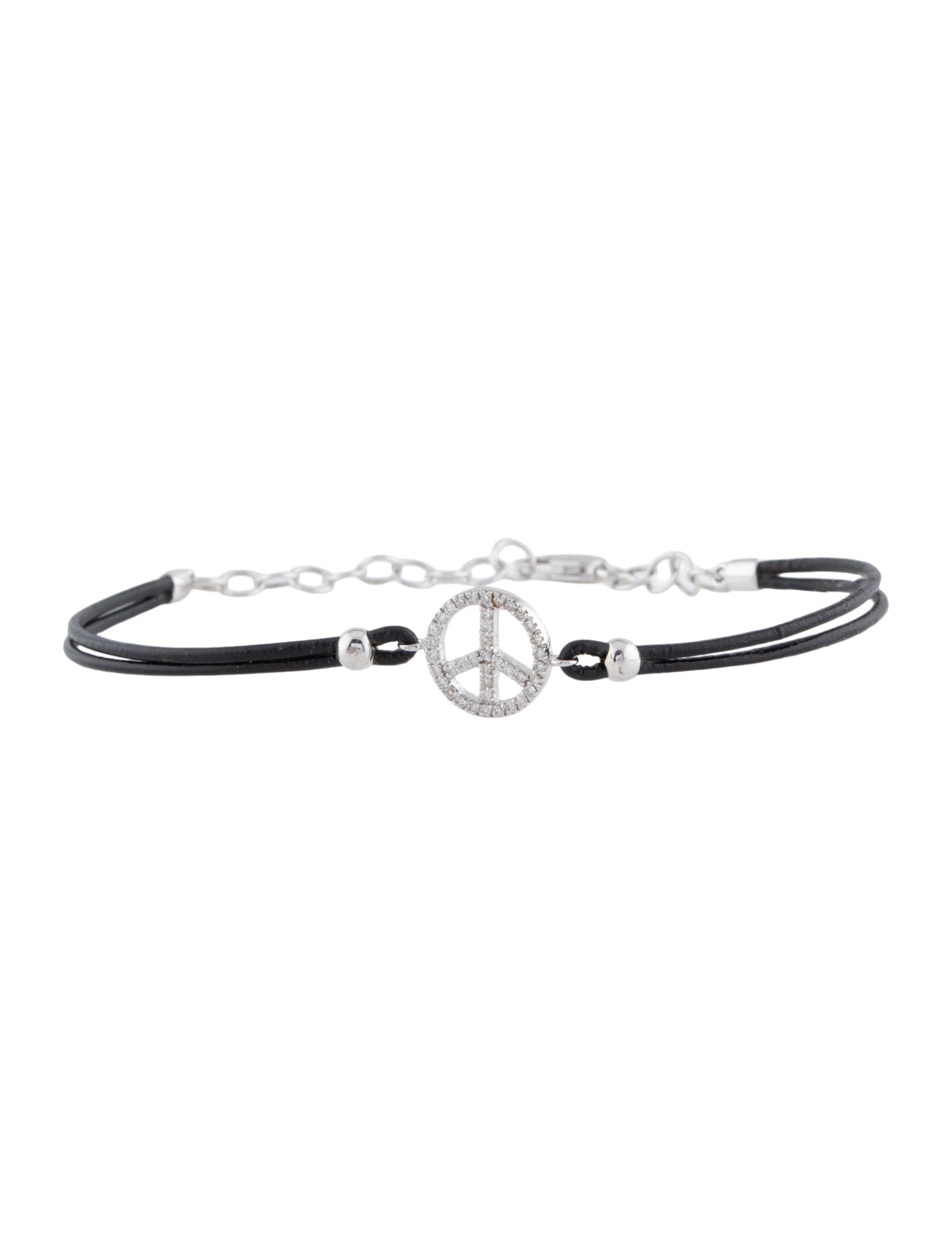 Meira T 14K Diamond Peace Symbol Cord Bracelet