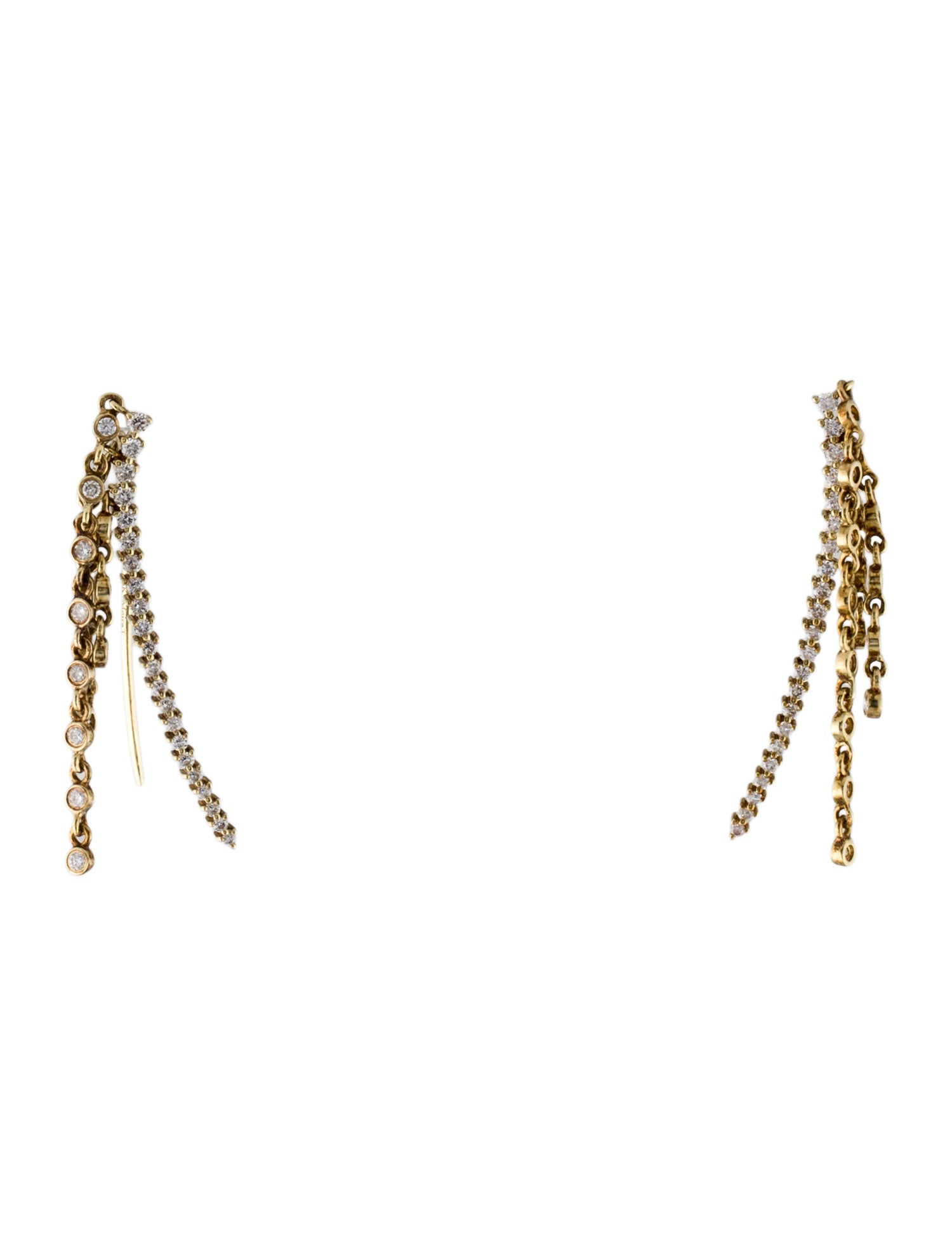 Meira T 14K Diamond Fringe Ear Climber Earrings