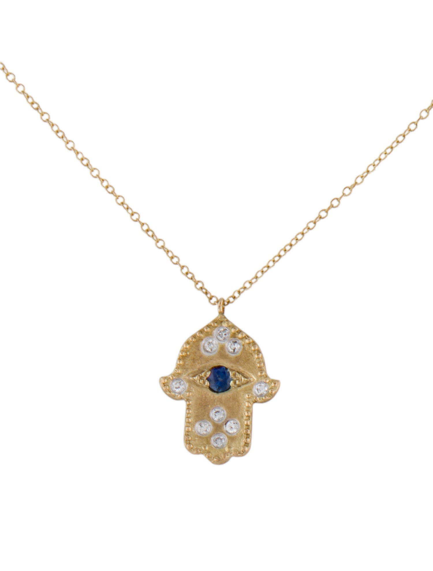 Meira T 14K Diamond & Sapphire Hamsa Pendant Necklace