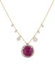 Meira T 14K Ruby & Diamond Halo Asymmetrical Necklace