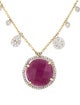 Meira T 14K Ruby & Diamond Halo Asymmetrical Necklace