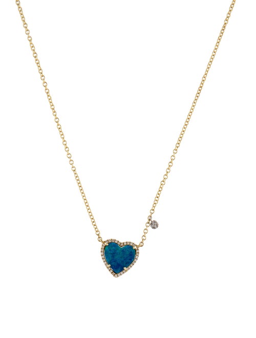 Meira T 14K Diamond & Opal Heart Pendant Necklace