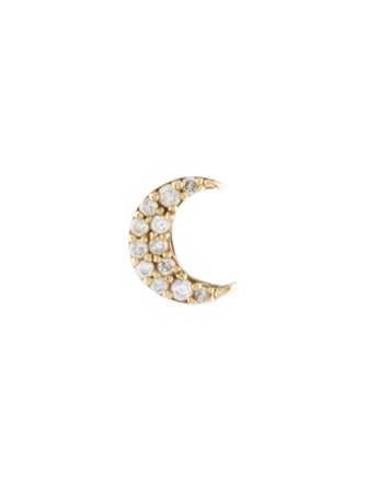 Meira T 14K Diamond Moon Single Stud Earring