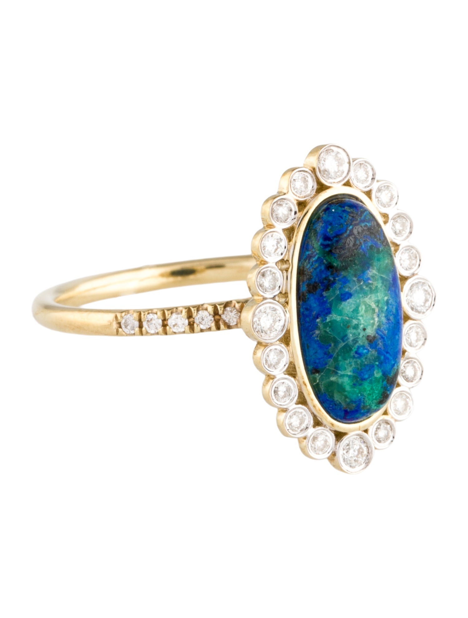 Meira T 14K 2.41ct Azurmalachite & Diamond Cocktail Ring