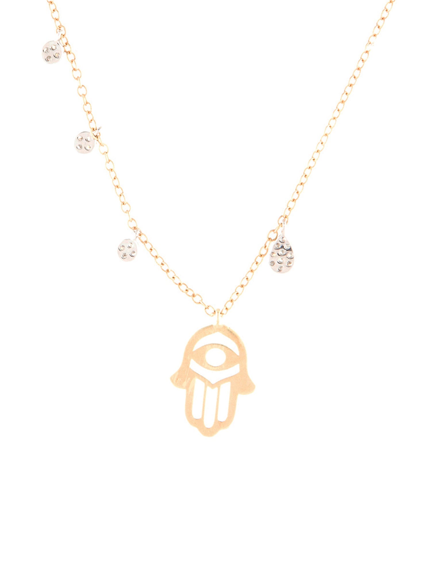 Meira T 14K Diamond Evil Eye Hamsa Station Necklace
