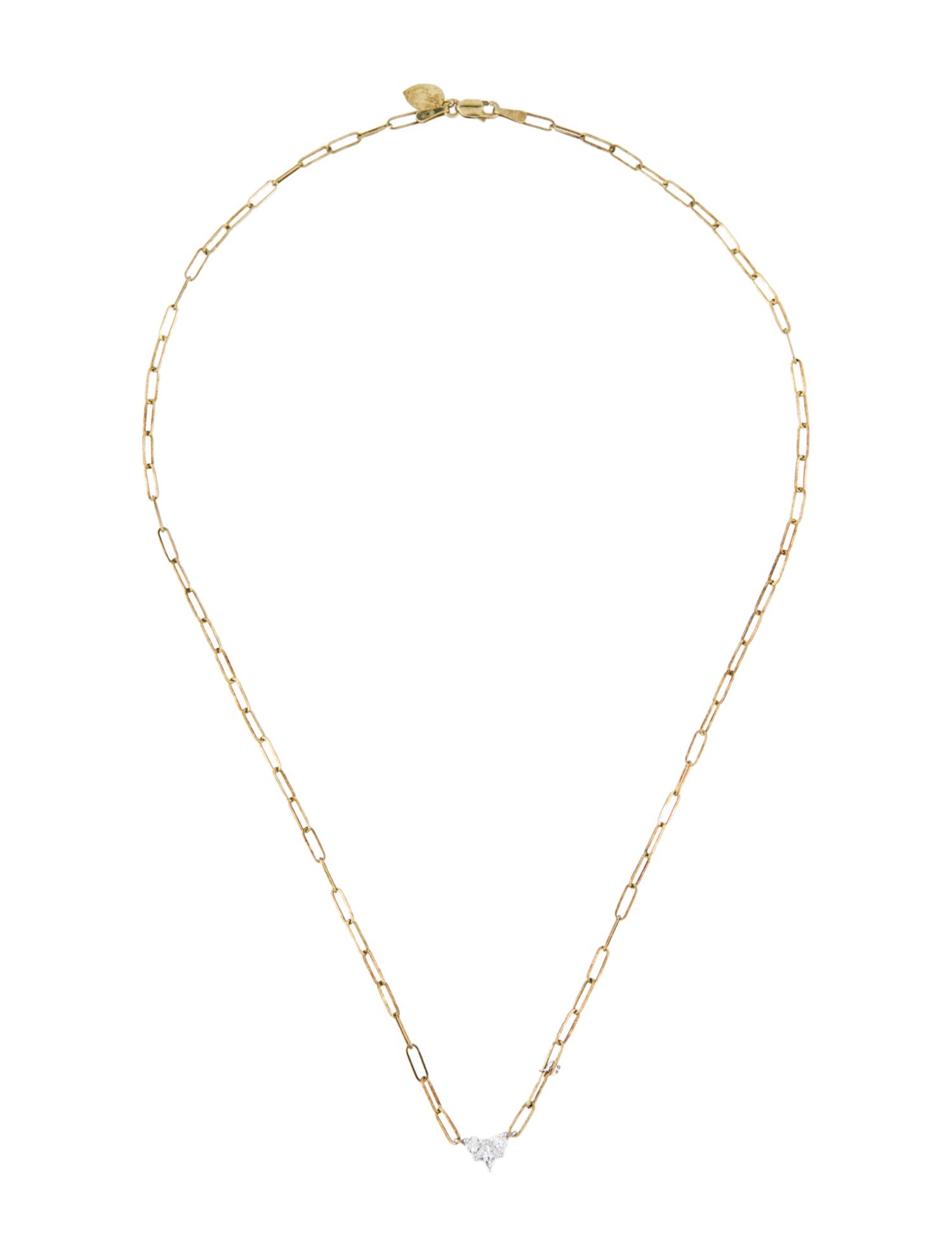 Meira T 14K Diamond Heart Station Paperclip Necklace