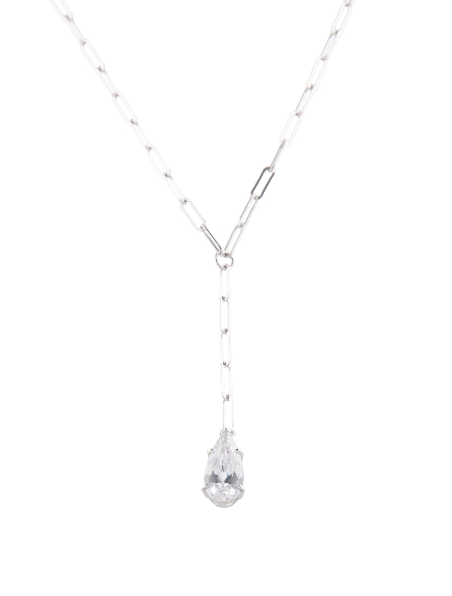 Melinda Maria Crystal Paperclip Chain Lavalier Necklace