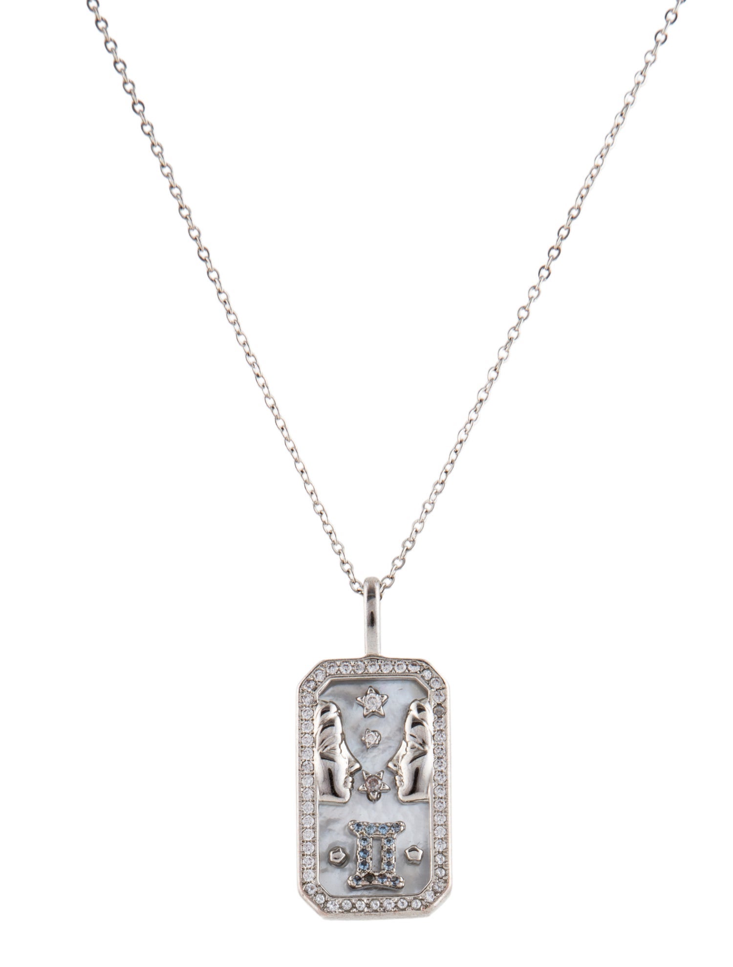 Melinda Maria Mother of Pearl & Crystal Zodiac "Gemini" Pendant Necklace