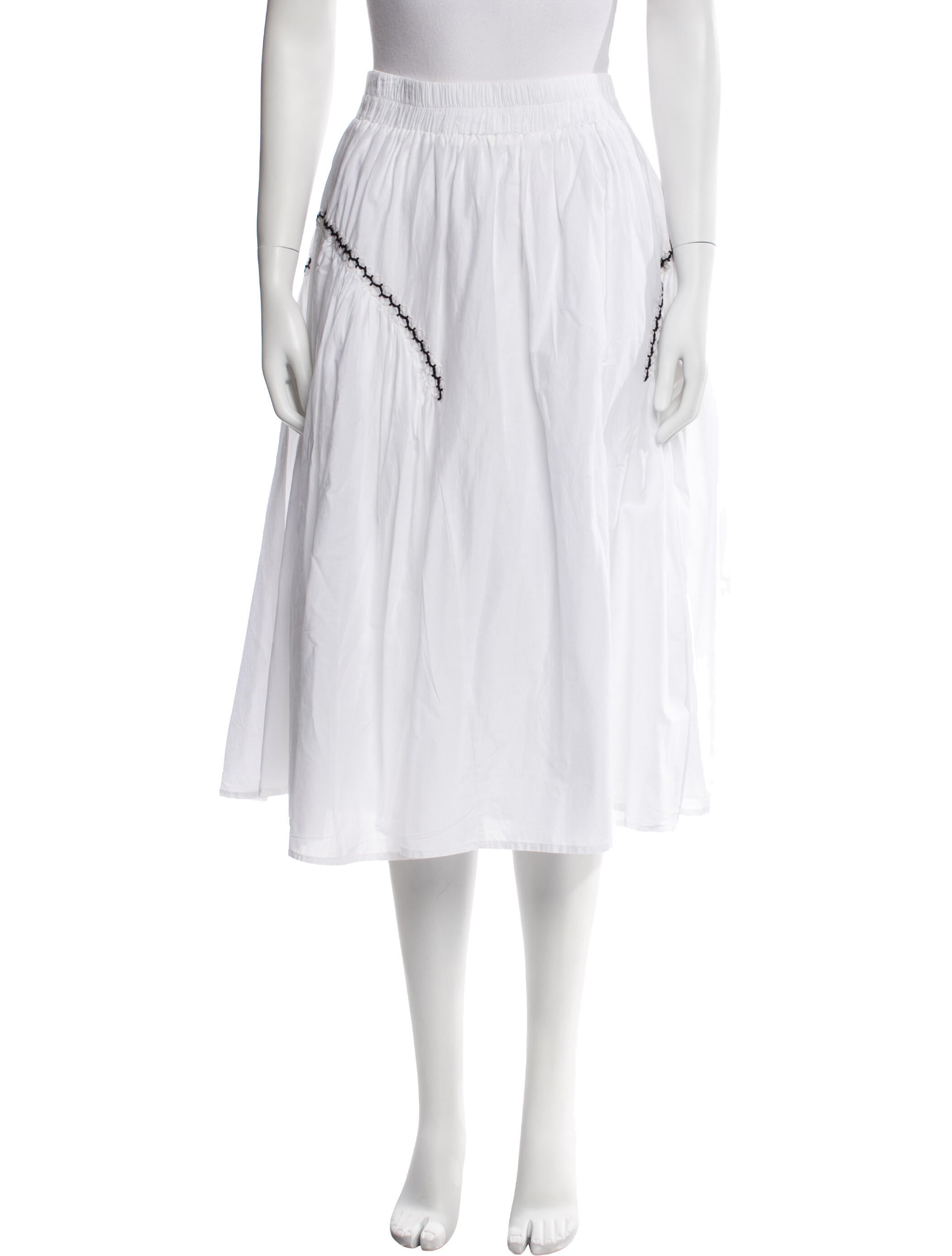 Merlette Embroidered Accent Midi Length Skirt