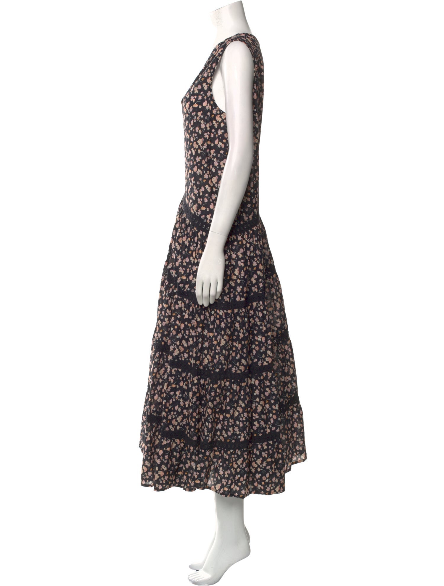 Merlette Floral Print Midi Length Dress