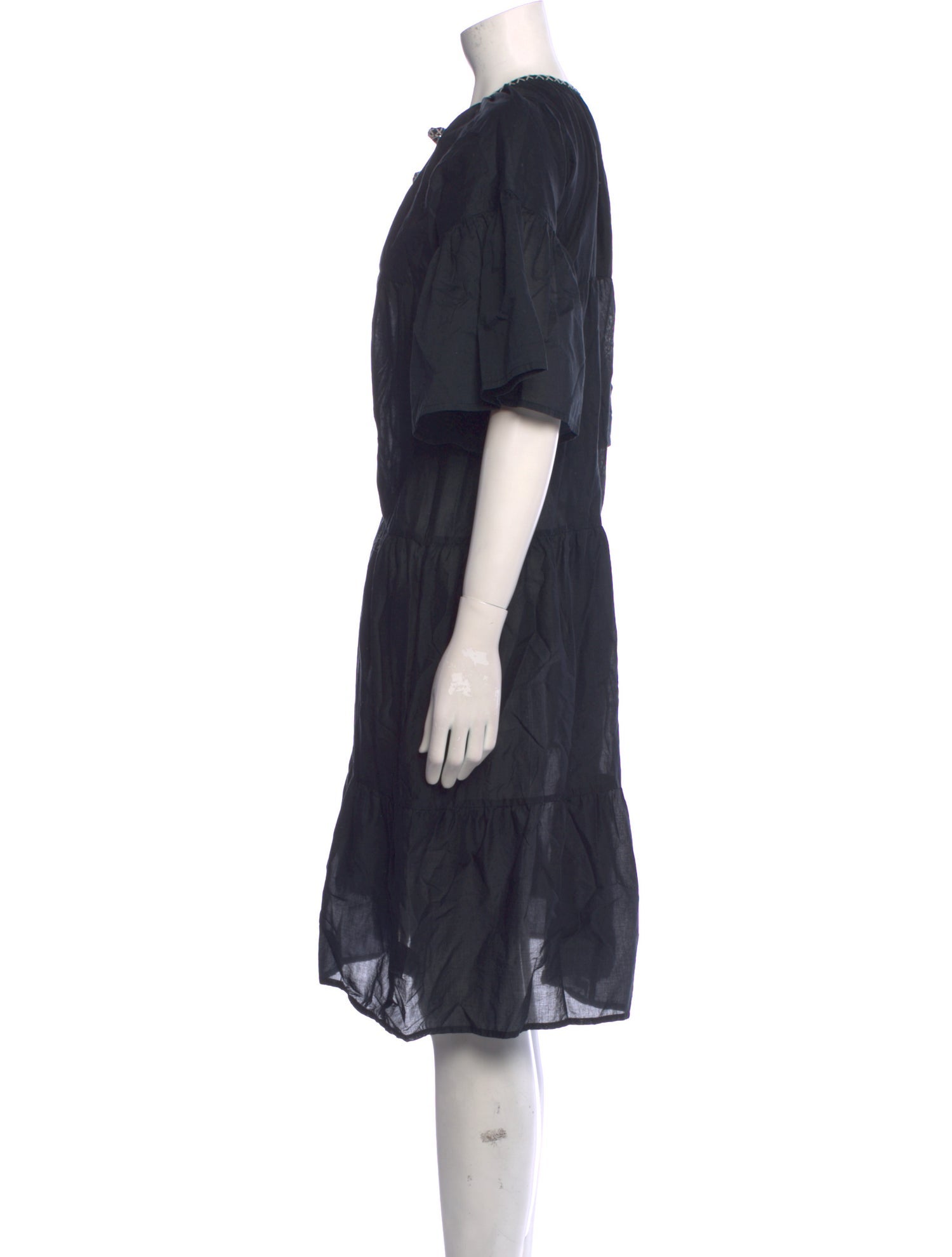 Merlette Tie Neck Knee-Length Dress