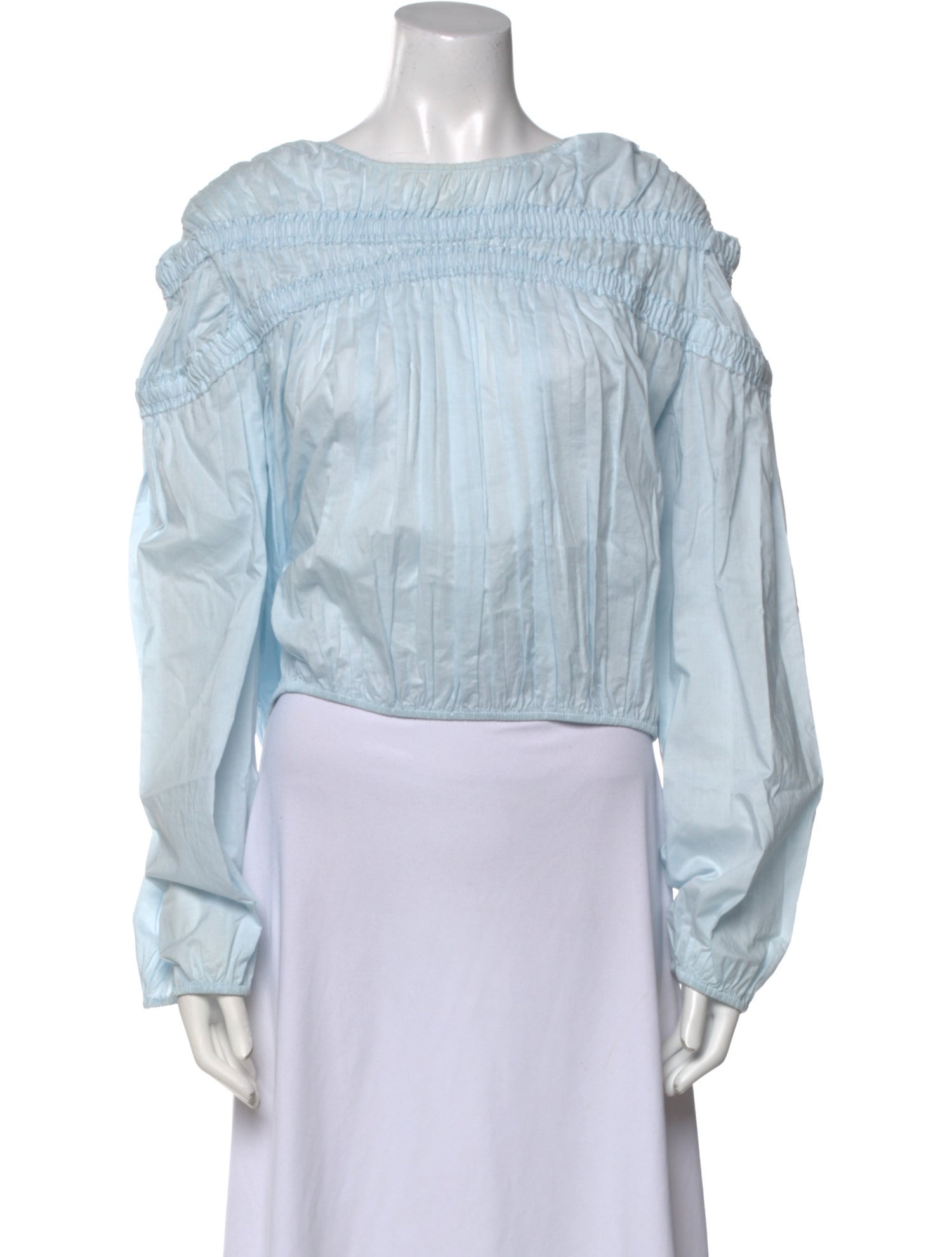 Merlette Bateau Neckline Long Sleeve Crop Top