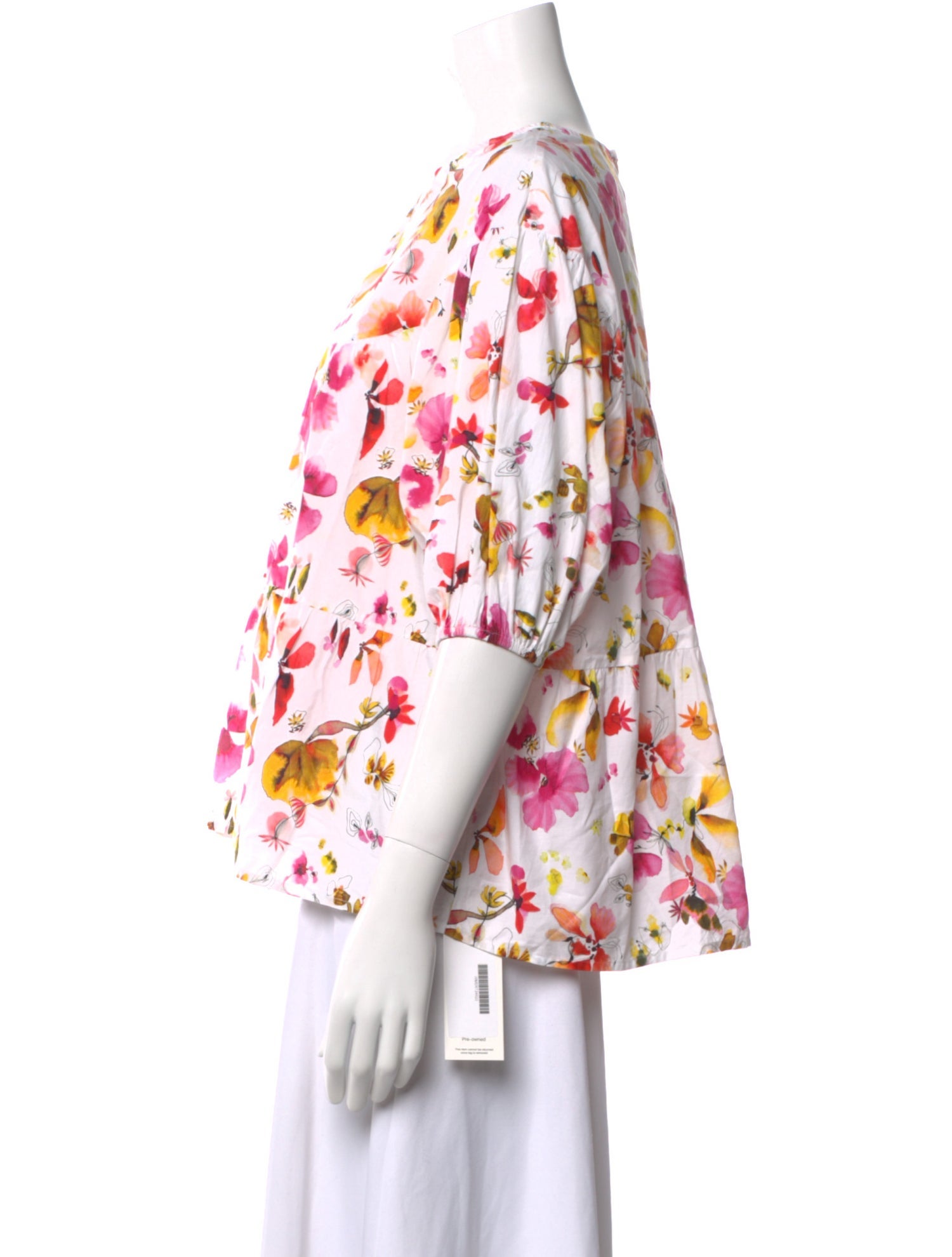 Merlette Floral Print Bateau Neckline Blouse