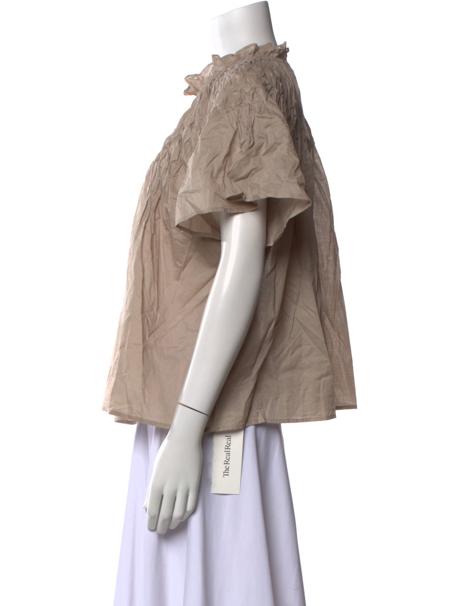 Merlette Mock Neck Short Sleeve Blouse