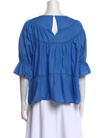 Merlette Bateau Neckline Three-Quarter Sleeve Blouse